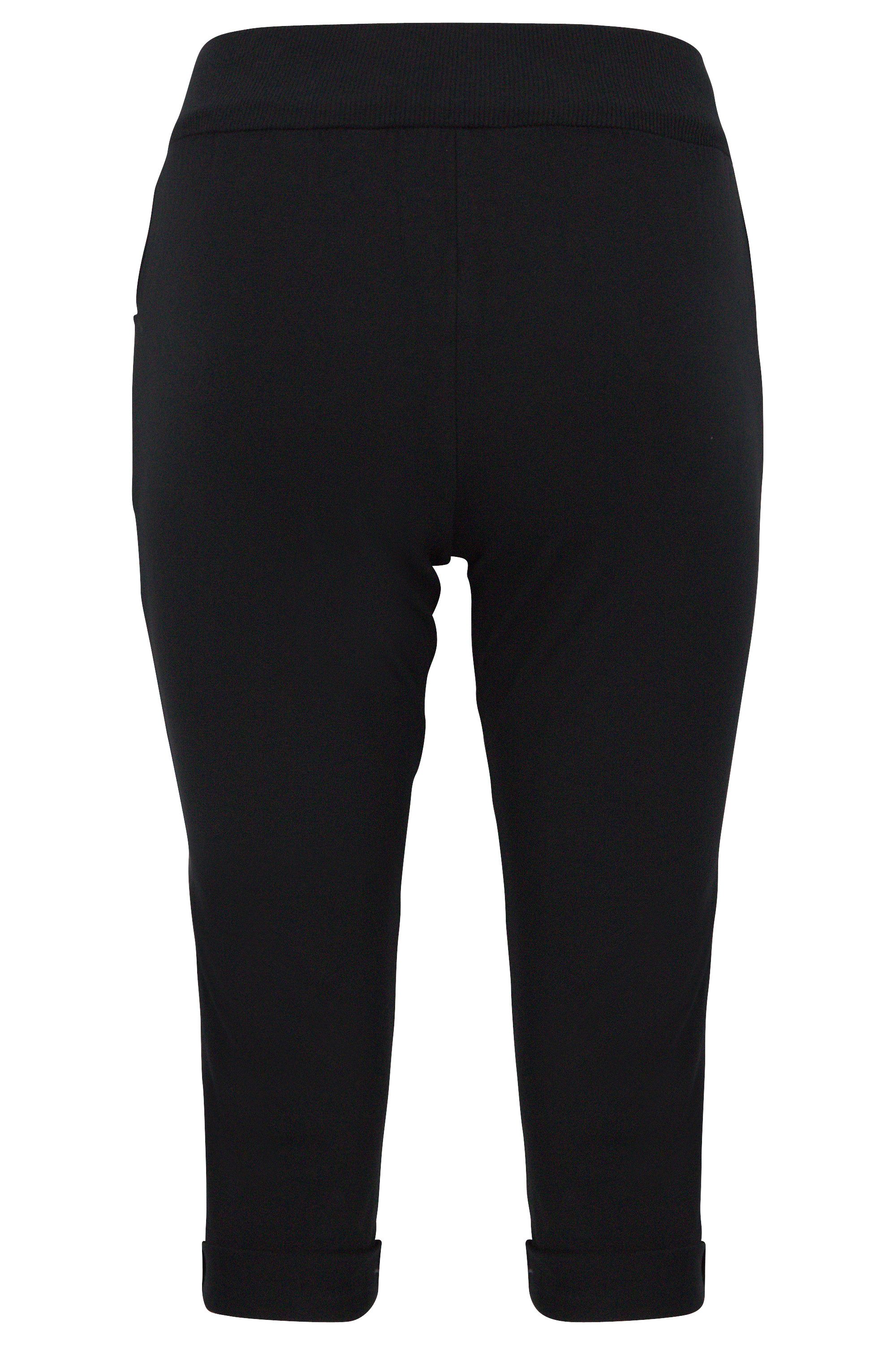 malito more than fashion Caprihose malito Damen kurze Hose, lässige Boyfriendhose, Sweatpants in Unifar Schlupfform mit Bindeband Einheitsgröße
