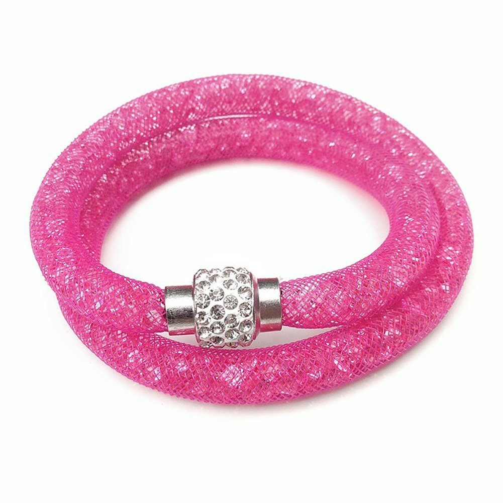 MyBeautyworld24 Wickelarmband Armband aus Netzschlauch zweireihig Wickelarmband rosa
