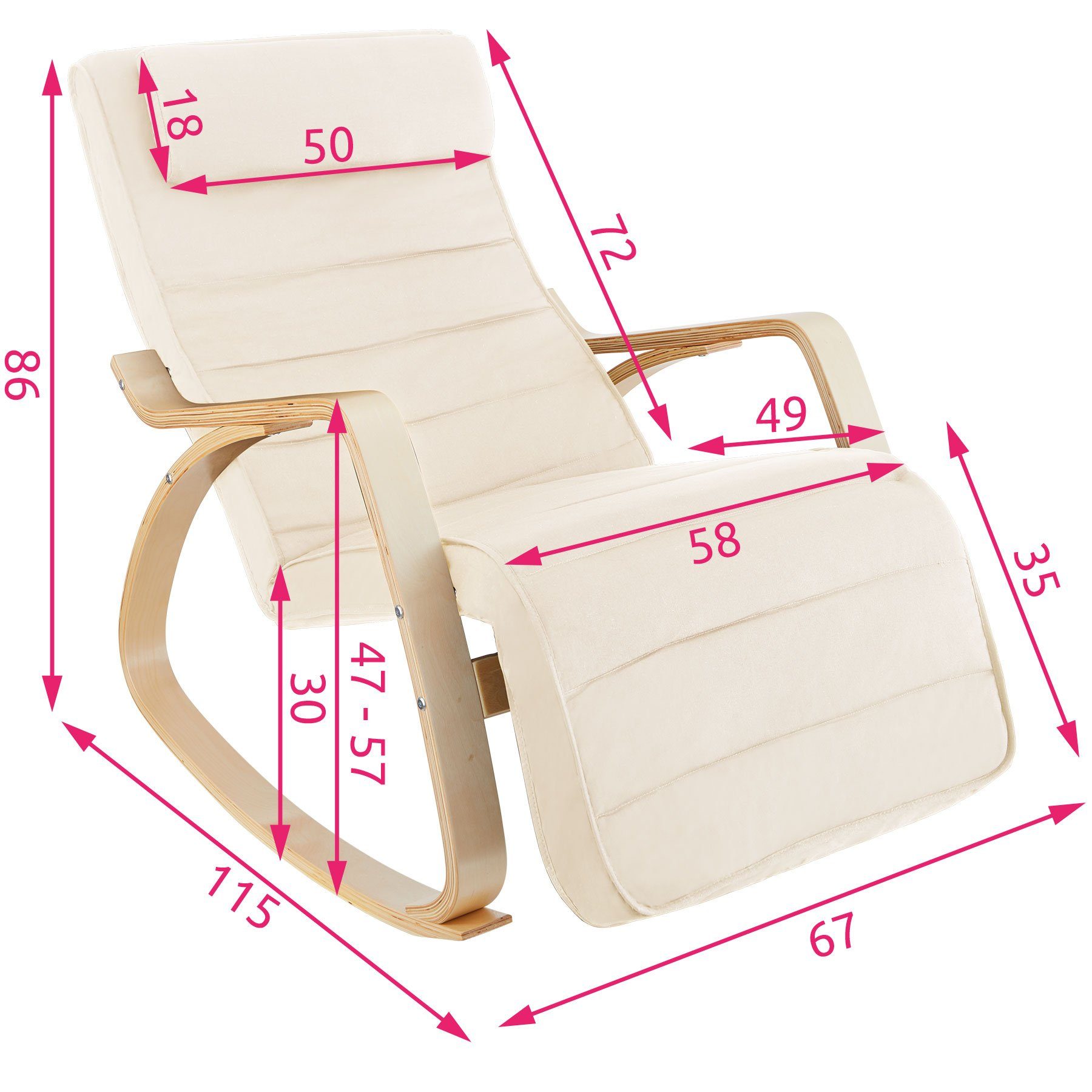 Schaukelstuhl Onda ergonomisch (1er, tectake 1 St),