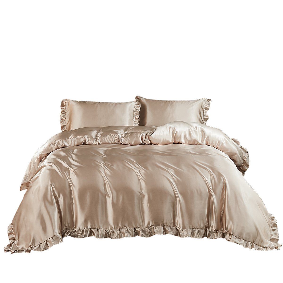 BYSURE Bettwäsche, Polyester, 3 teilig, Vintage-Rüschen-Bettbezug Set günstig online kaufen