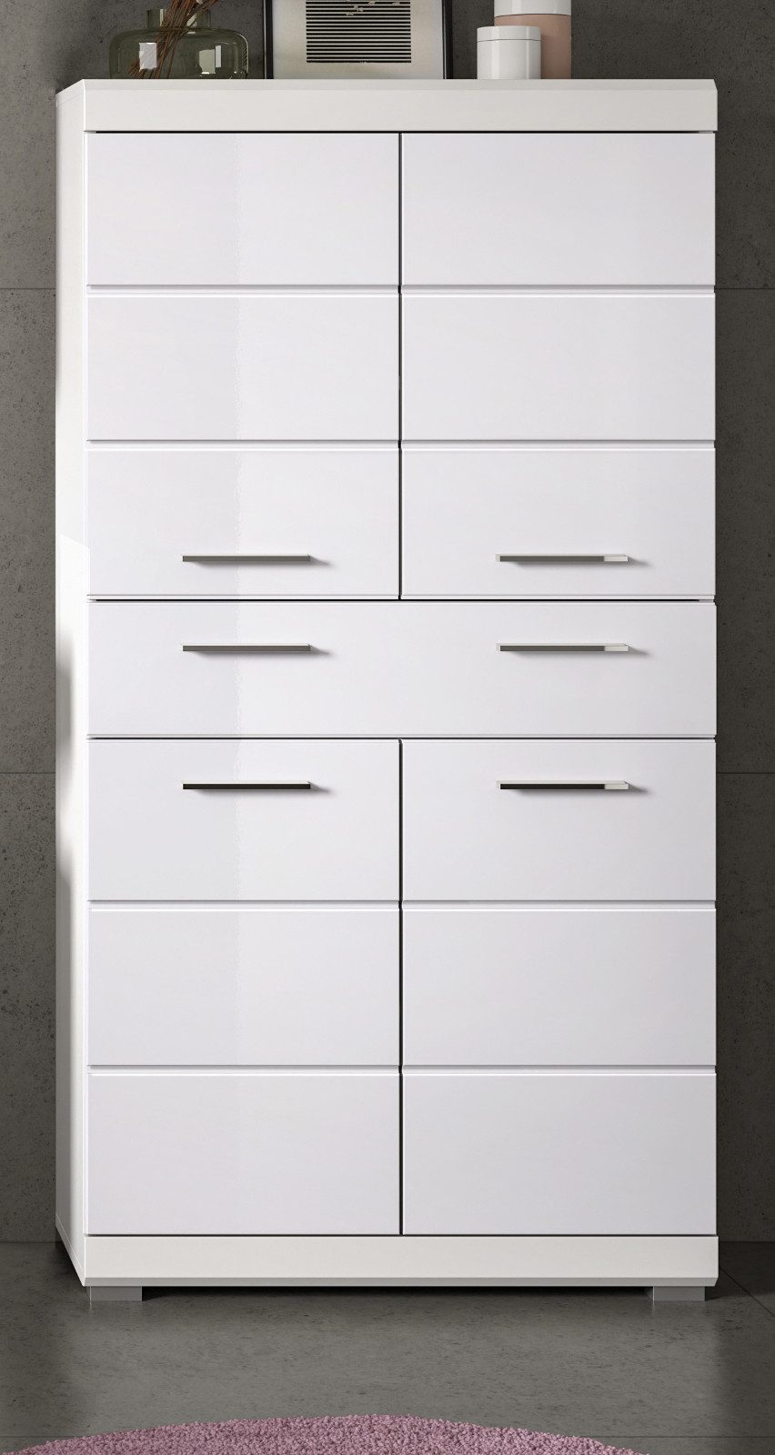 Inn.Furn Midischrank Shawn (Badschrank in weiß Hochglanz, 4-türig, 74 x 141 günstig online kaufen