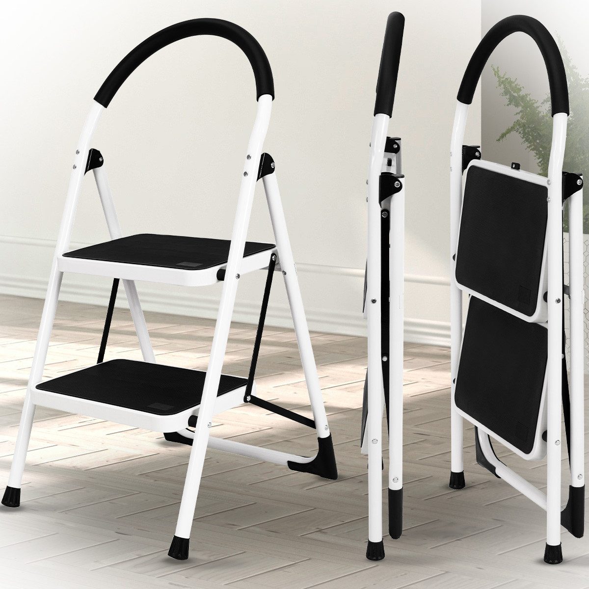 Craftfull Klapptritt Eisen 3 Jahre Garantie Klappleiter 2-5 Stufen (Stehleiter, Doppelleiter. Sicherheitsleiter, Multifunktionsleiter, Vielzweckleiter, Mehrzweckleiter, Anti-Rutsch Leiter, Sicherheitsbügel), Haushaltsleiter, Stufen Leiter, Arbeitsleiter klappbar, Trittleiter