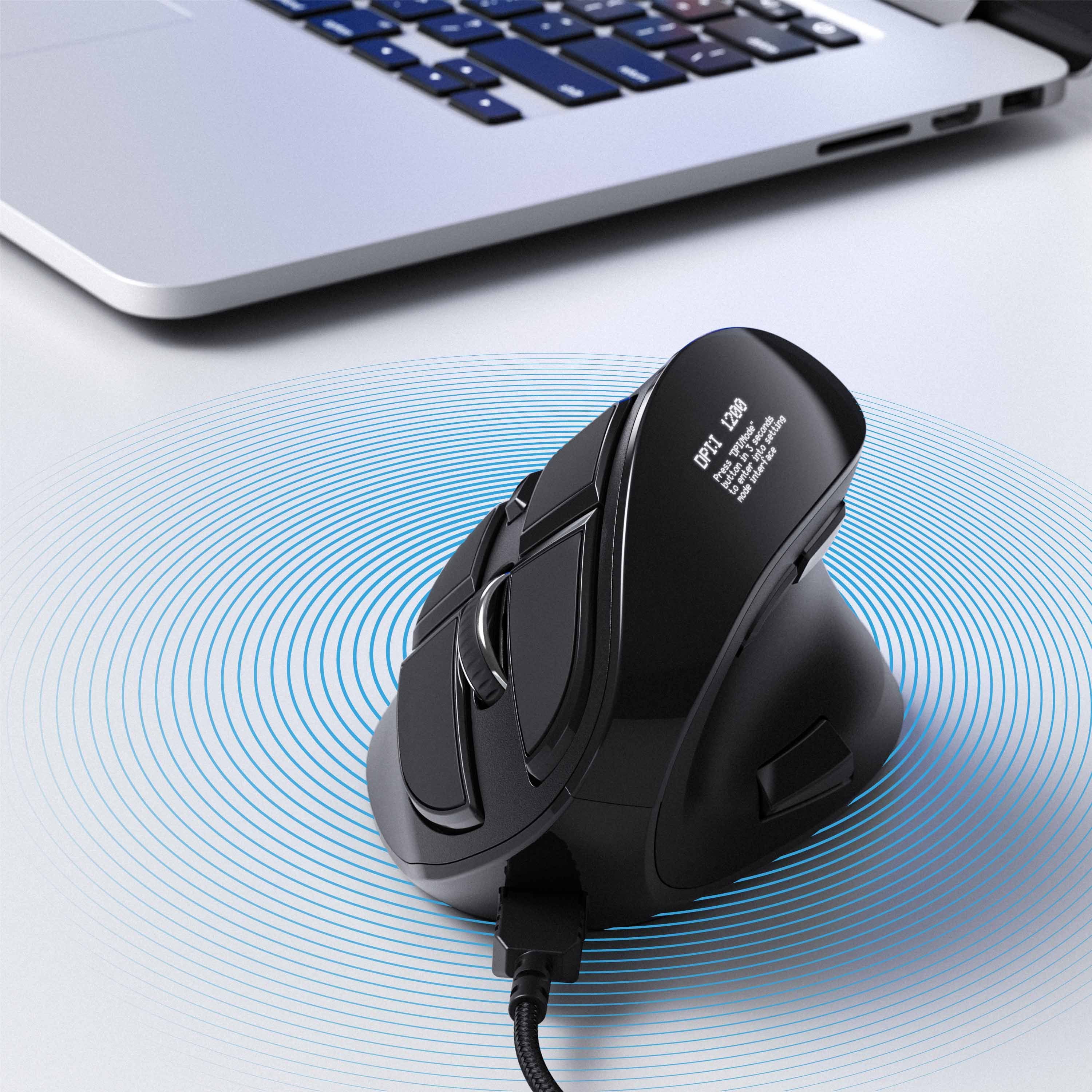 Tasten) Konfigurierbare dpi, OLED-Display mit Vertikal kabelgebunden (kabelgebunden, CSL Maus 125 ergonomische Maus