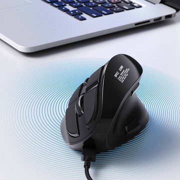 CSL ergonomische Maus (kabelgebunden, 125 dpi, Vertikal Maus kabelgebunden mit OLED-Display Konfigurierbare Tasten)