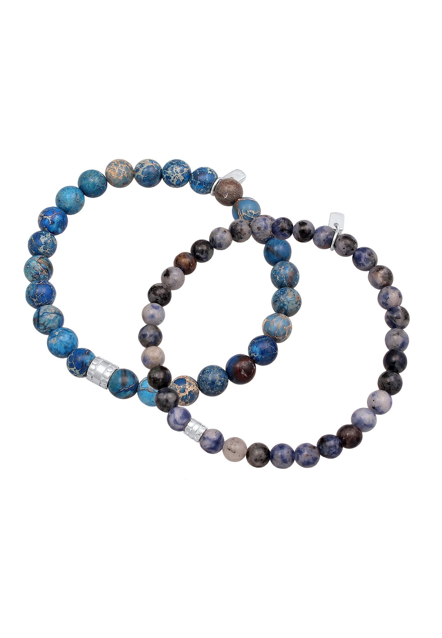 Kuzzoi Bead-Armband-Set Set aus Achat Edelstein Perlen Beads in 925 Silber,  Kugel