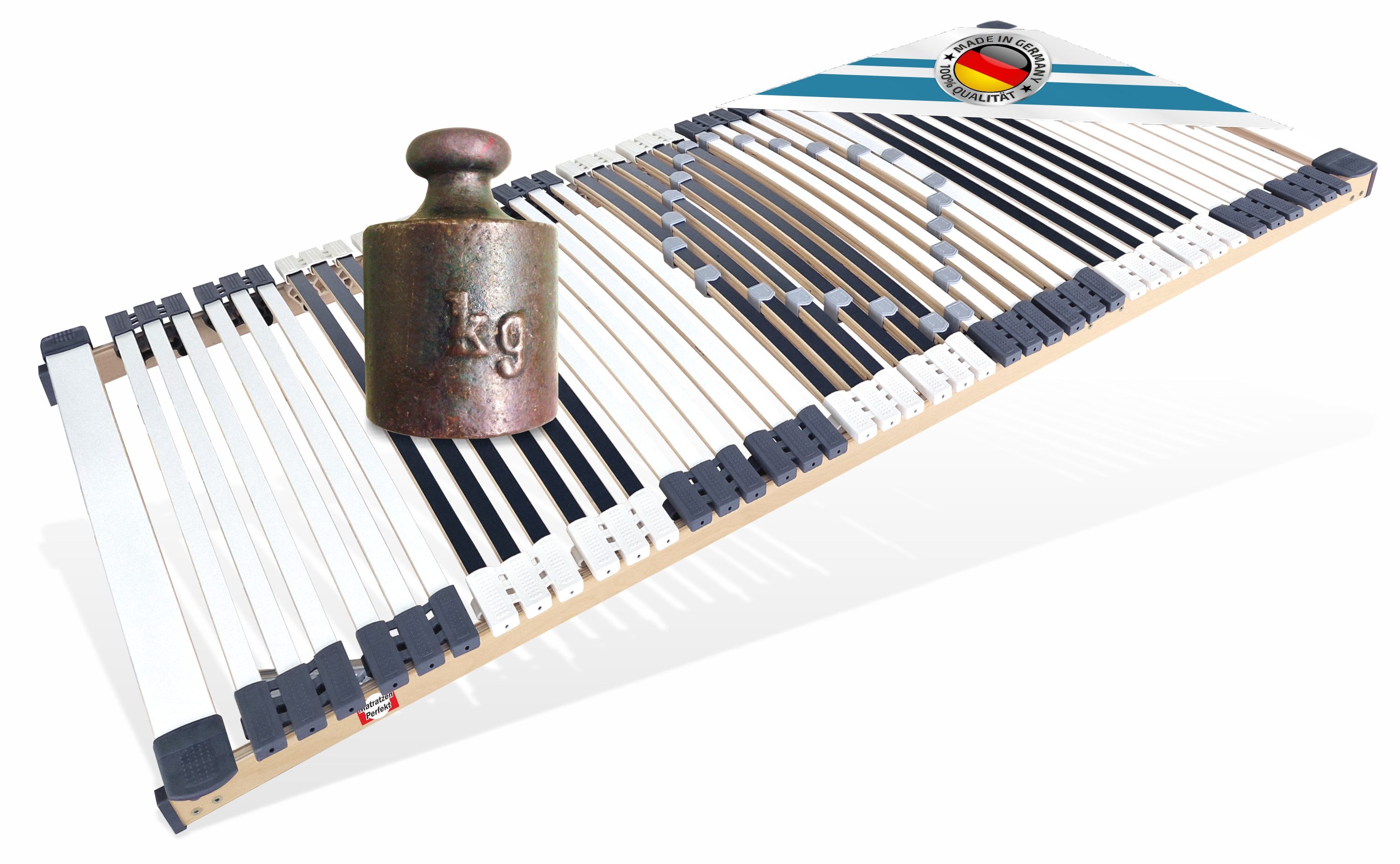 Lattenrost Lattenroste, 44 Leisten, mit 7 Zonen, MONTIERT bis 300 KG belastbar, Matratzen Perfekt, Kopfteil nicht verstellbar, Fußteil nicht verstellbar, stabiler 44 Leisten Lattenrost mit optimaler Körperanpassung