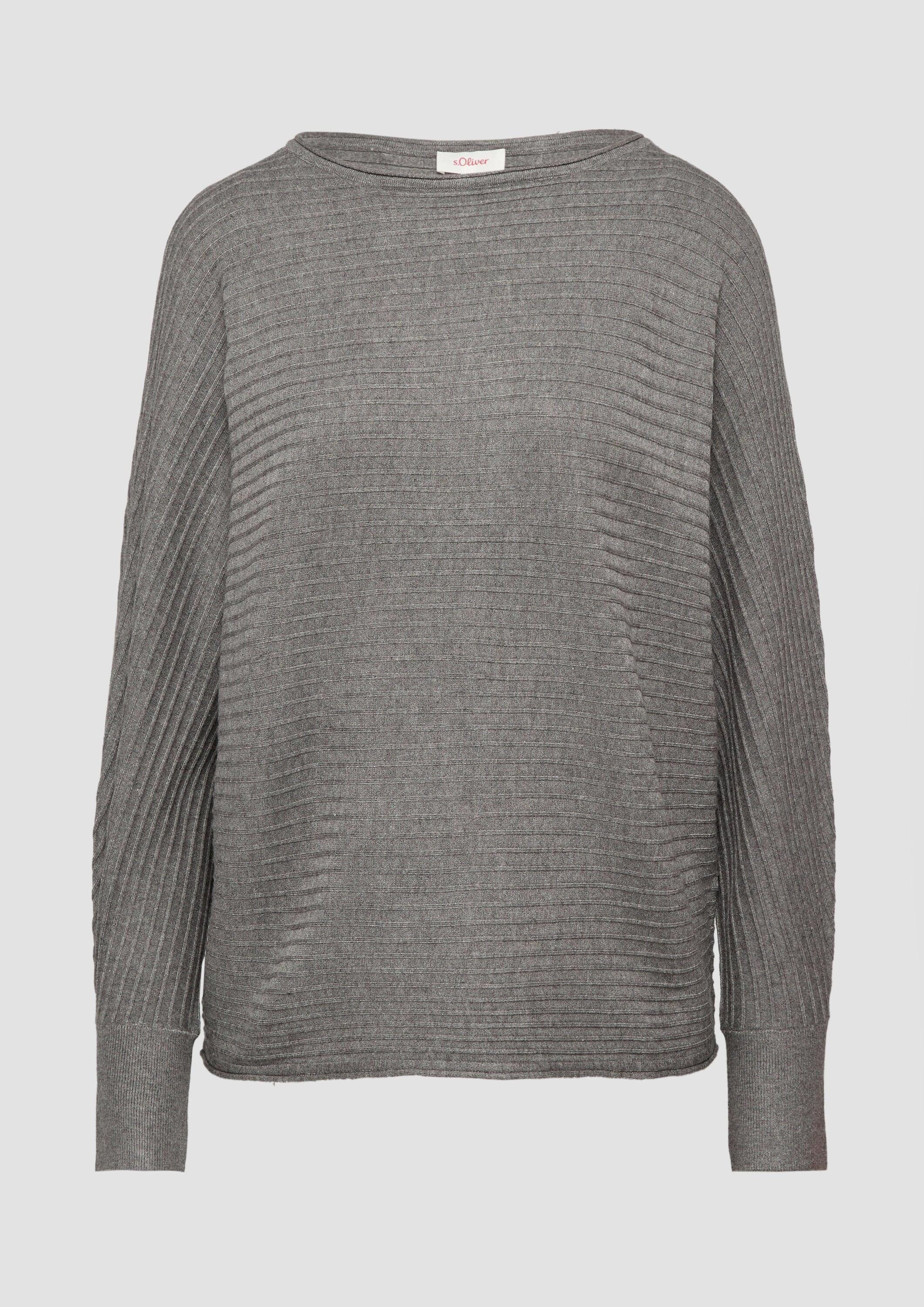 s.Oliver Longpullover Strickpullover Strukturierter Strickpullover mit Fledermausärmeln