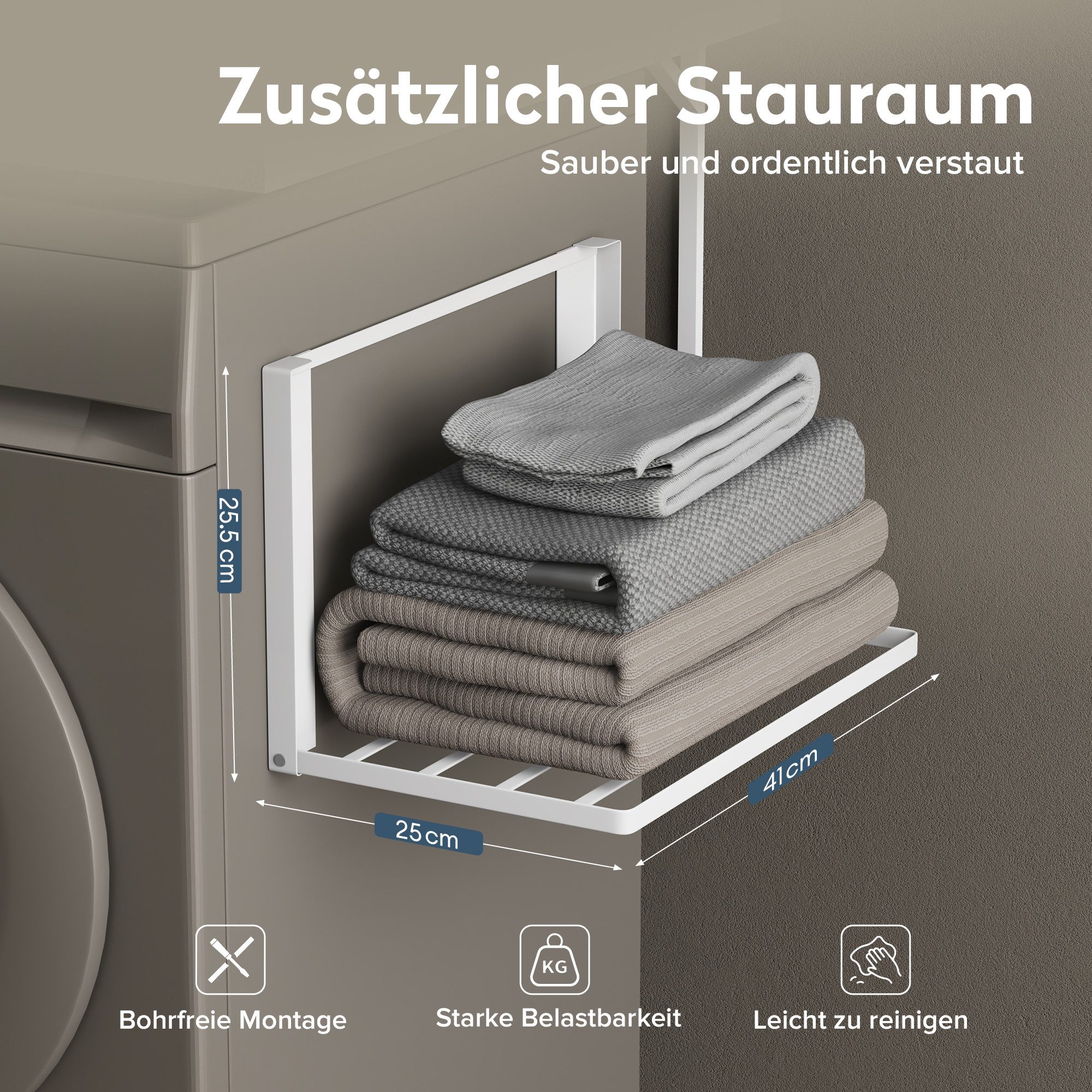 doporro Handtuchhalter Handtuchregal Magnetisch klappbar ohne Bohren aus Metall Folda-01, mit starken Magnet – Bild 5 von 5