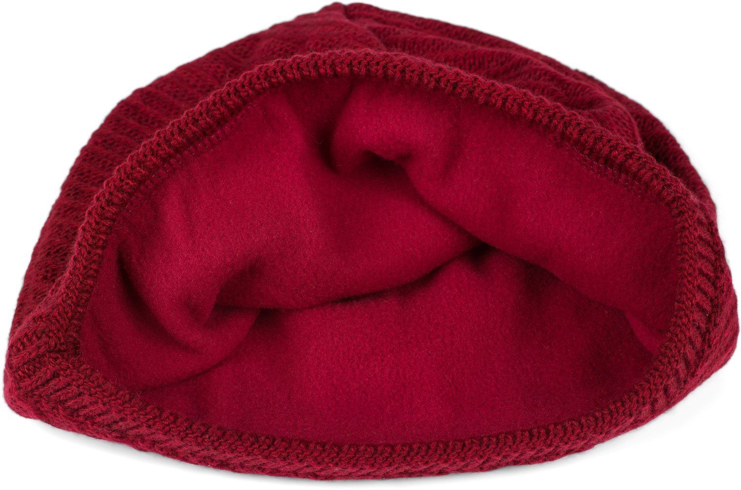 Bordeaux-Rot styleBREAKER Strickmütze (1-St) Thermo-Fleece mit Mütze Beanie Strick