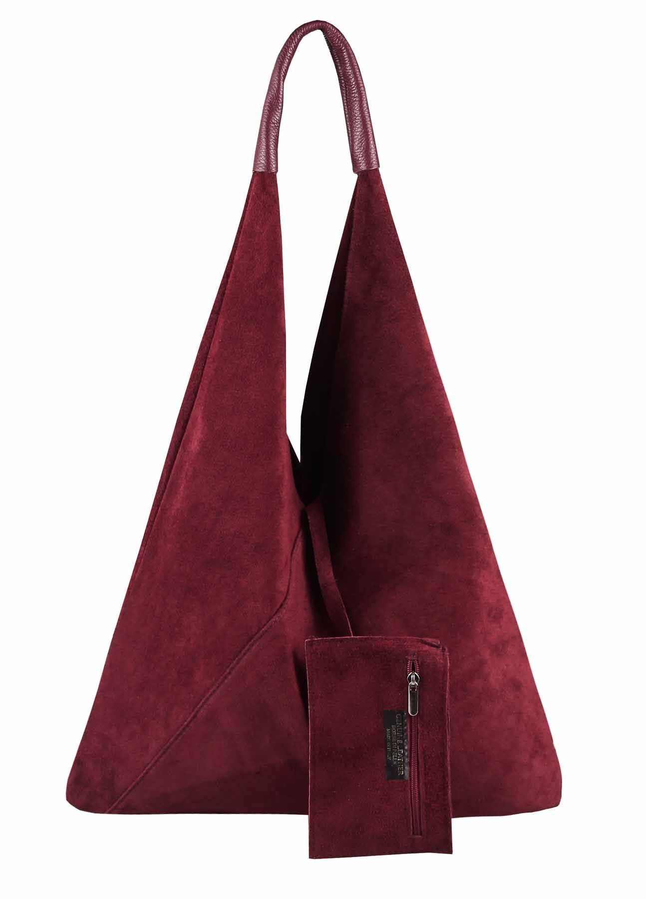 ITALYSHOP24 Schultertasche Made in Italy Damen XXL Leder Wildleder Tasche Shopper Umhängetasche, LEICHT SICHER & SMART unterm Arm tragbar MODERN & EDEL, CITY HOBO BAG