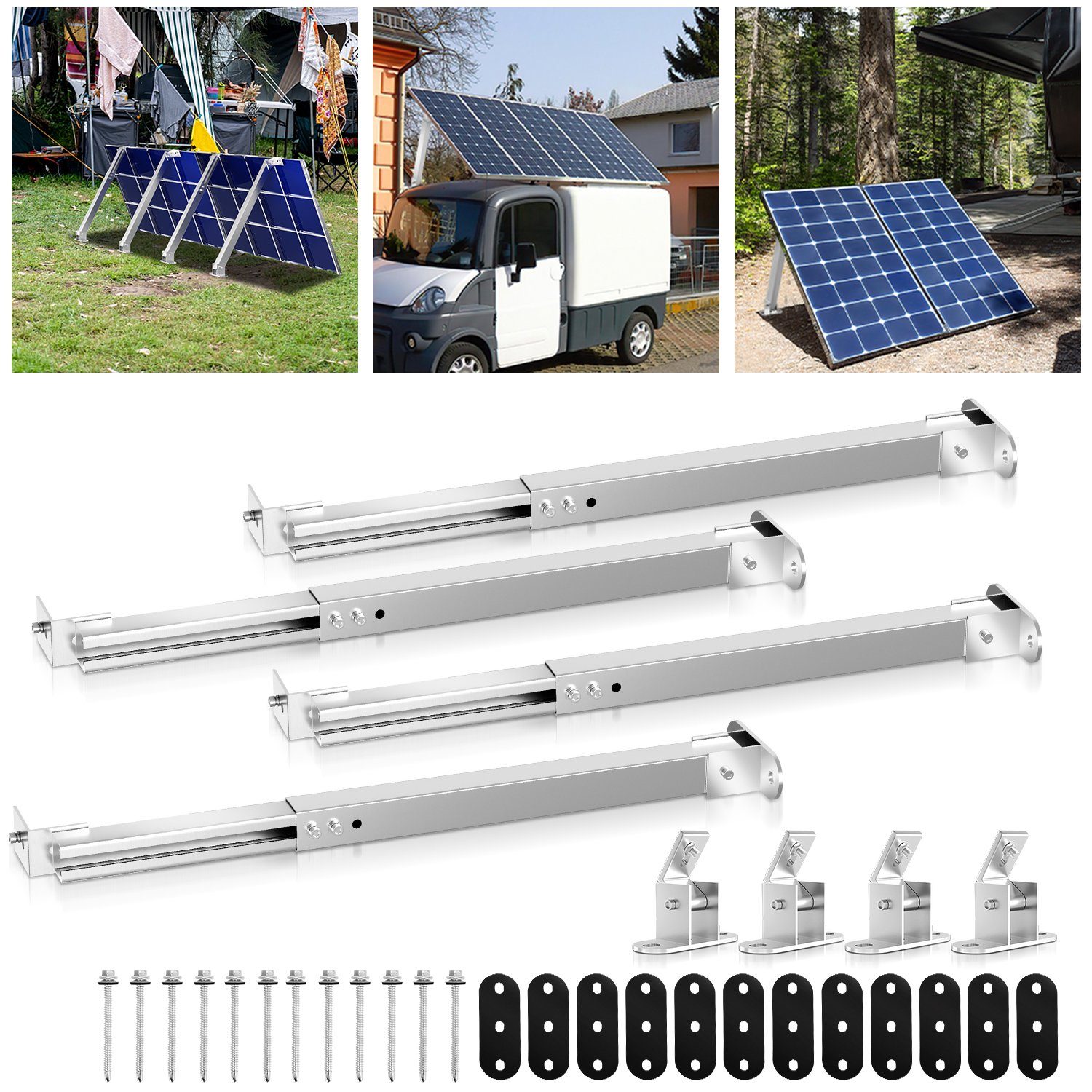Bettizia Solarmodul Halterung Alu Aufständerung für Photovoltaik Winkel 0-90° Solarmodul-Halterung