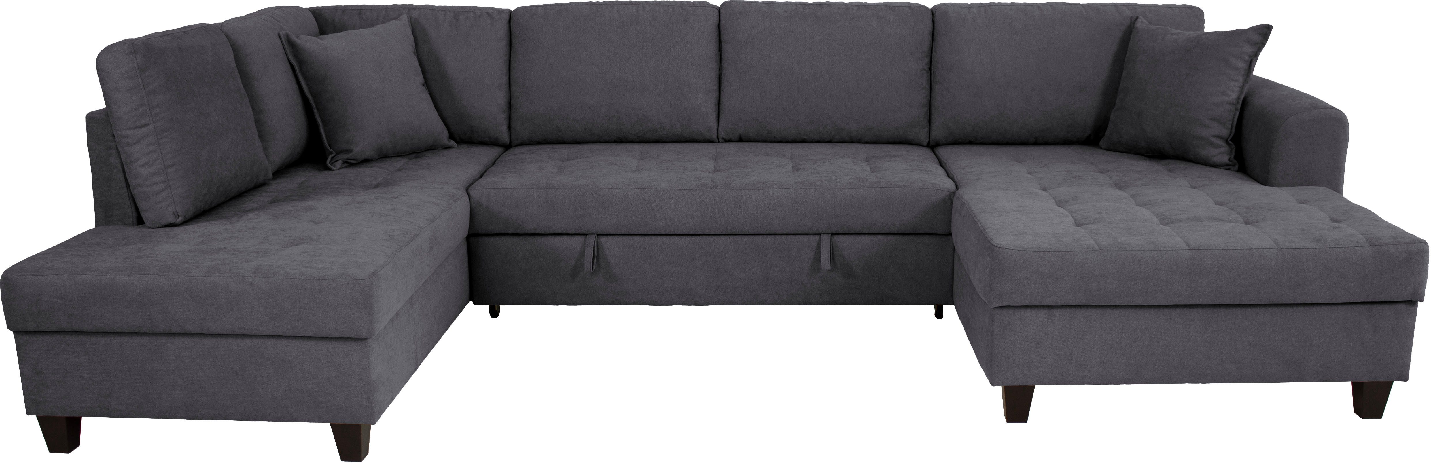 Trends by HG Wohnlandschaft Moritz U-Form, B: 324 cm, mit Bettfunktion, Bettkasten & Zierkissen