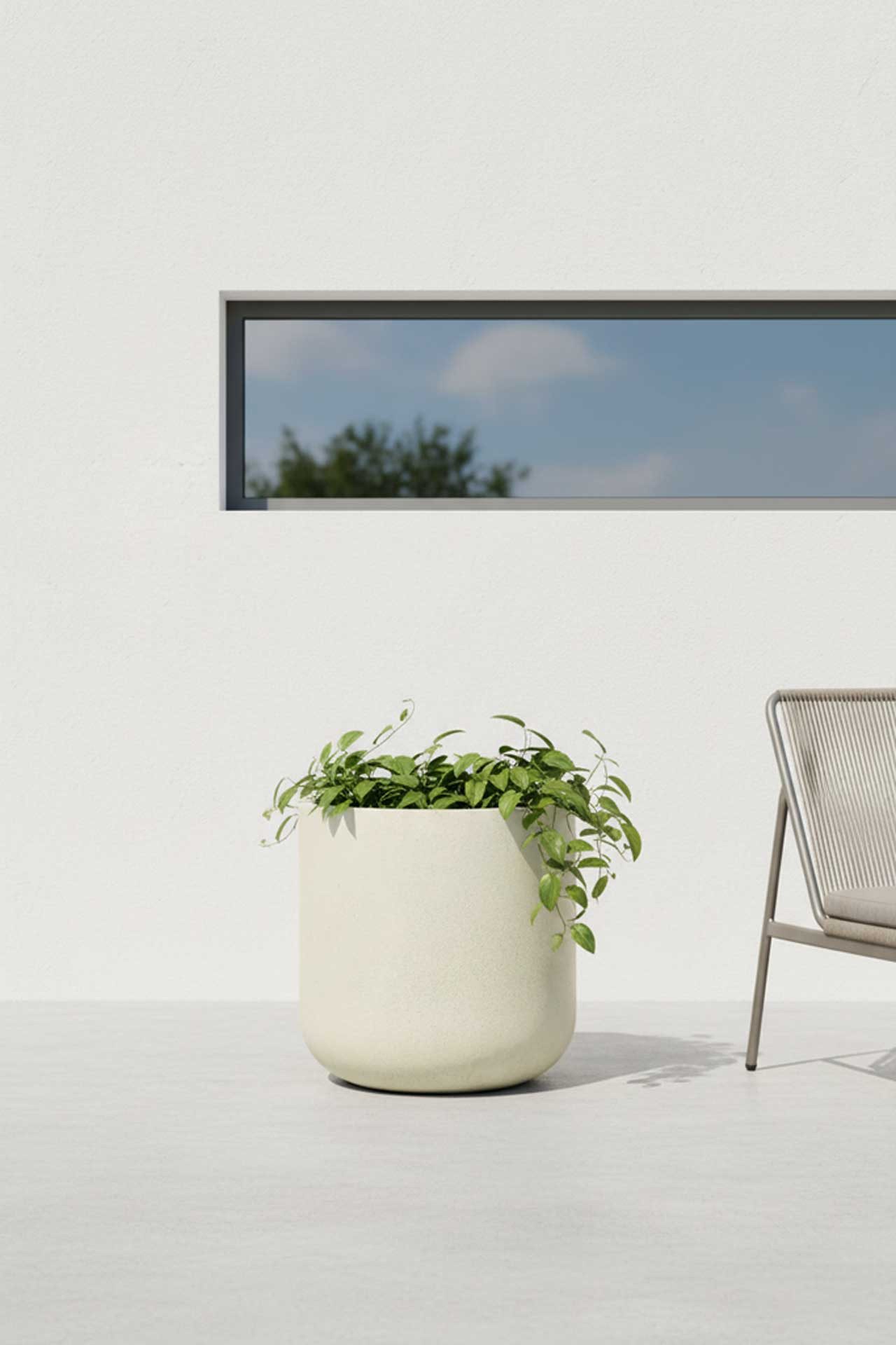 VIVANNO Blumentopf Fiberglas CHICO Rund - Vesuvbeige Matt (1 St), 40x40 cm