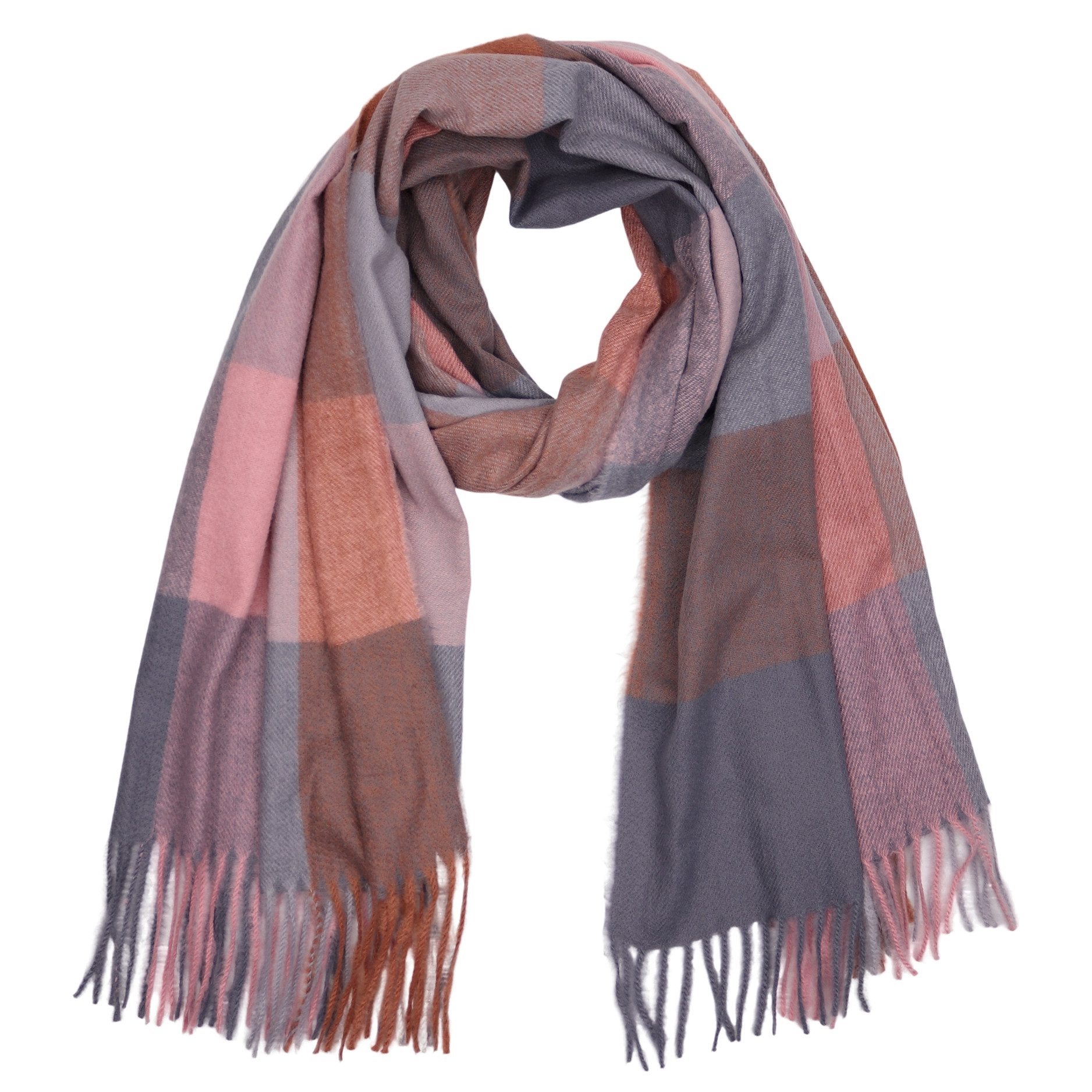 MIRROSI Modeschal weicher und warmer karierter Schal mit Fransen, 70x180cm, (Viele tolle Farboptionen zur Auswahl), Damen Halstuch ideal für Herbst und Winter