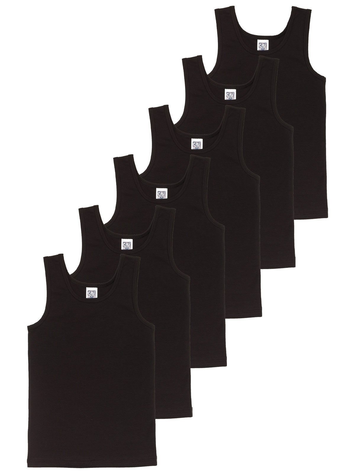 Sweety for Kids Unterhemd 6er Sparpack Knaben Sportshirt Single Jersey (Spar-Set, 6-St) hohe Markenqualität schwarz