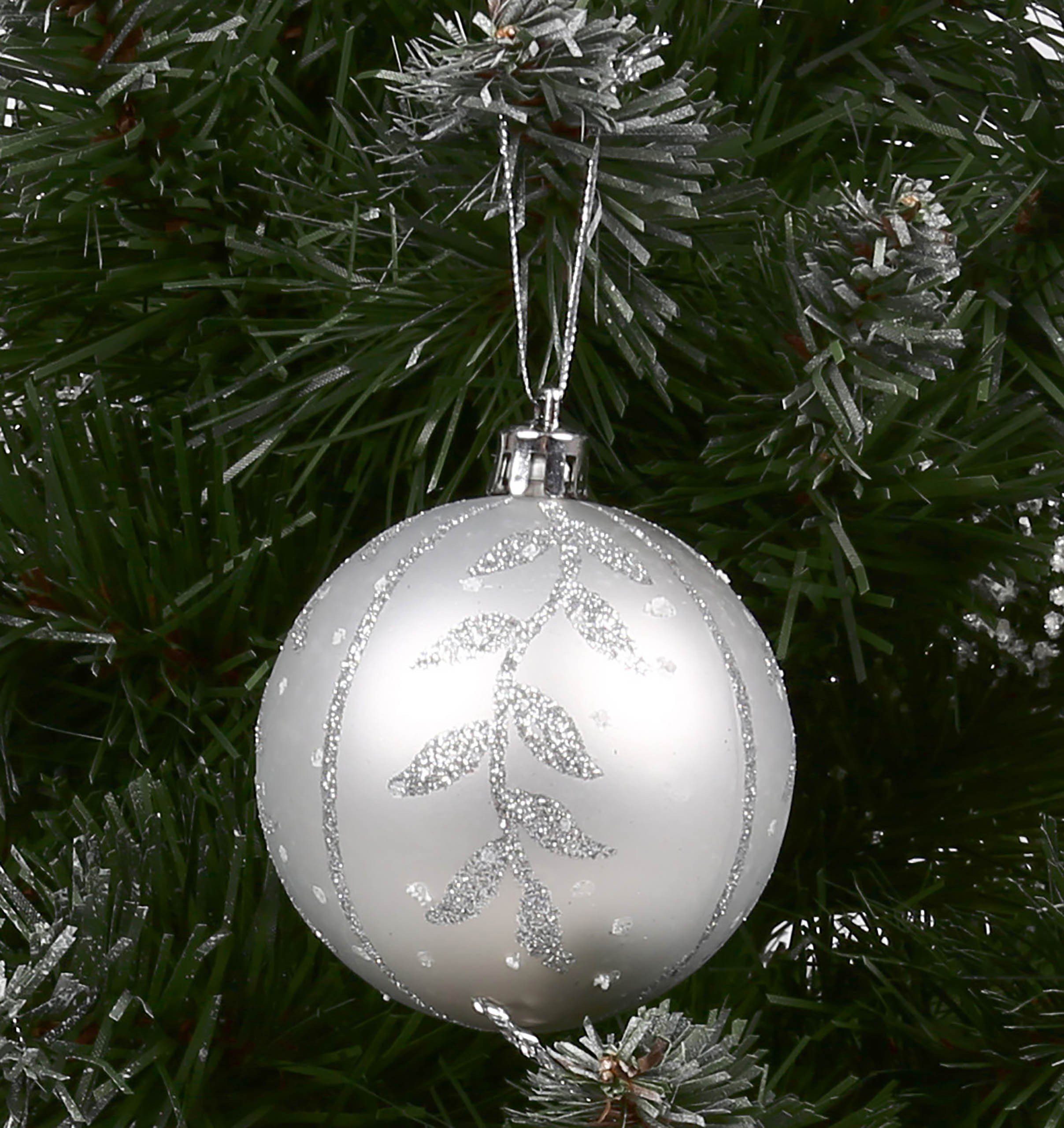 Silberne aus Sarcia.eu 7cm, 1Pack Kunststoff 6Stück kugeln Glitzter mit Weihnachtsbaumkugel