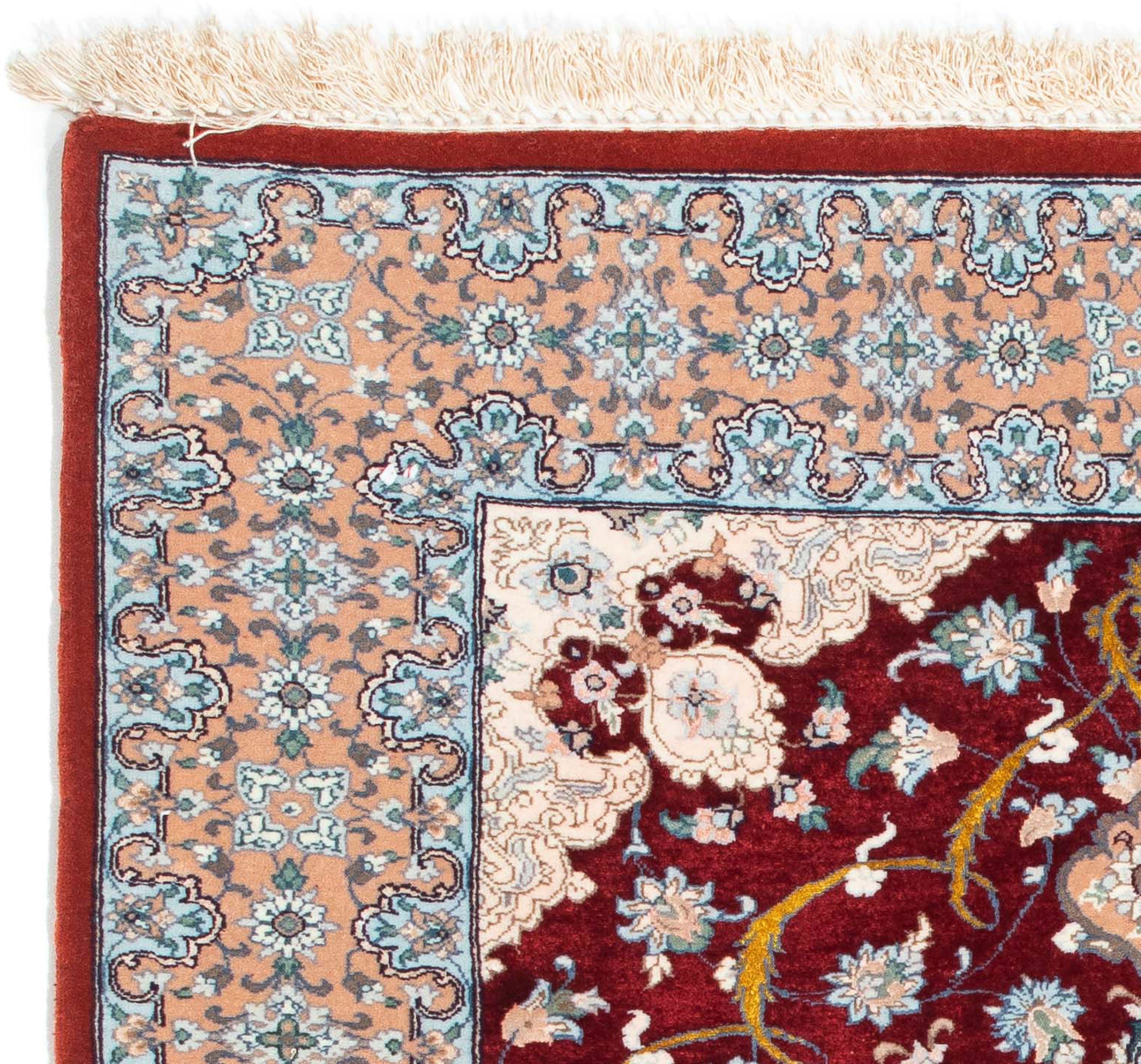 Höhe: - 6 Isfahan Premium Wohnzimmer, Einzelstück rechteckig, 84 Perser x - cm Zertifikat morgenland, Handgeknüpft, dunkelrot, 119 mit mm, - - Orientteppich