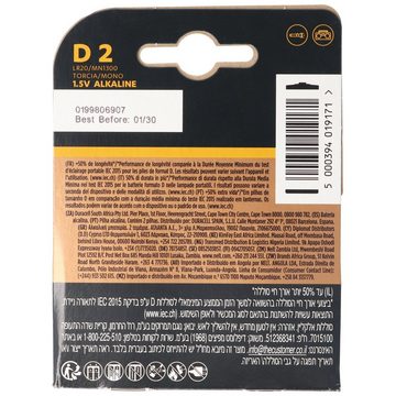 Duracell DURACELL Plus Mono/D/LR20 2er Pack Batterie, (1,5 V)