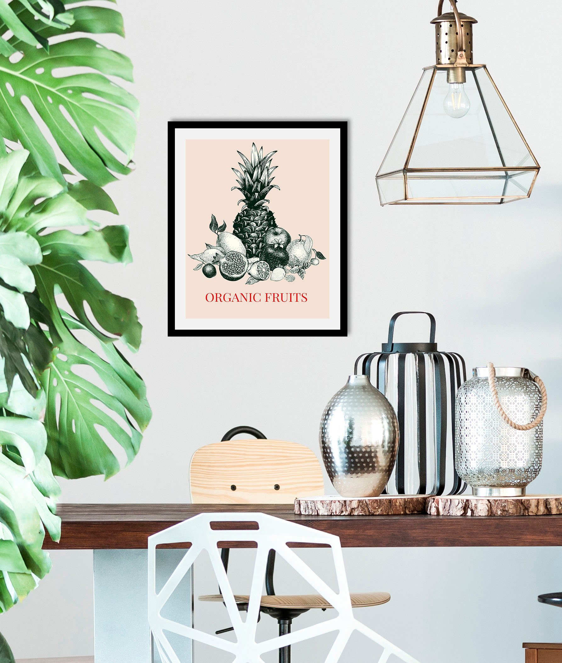 queence Bild Organic Fruits, Kunst, Obst, Obst Зображення, Pflanzen, Pflanzenbilder, Schriftzug (1 St), gerahmt