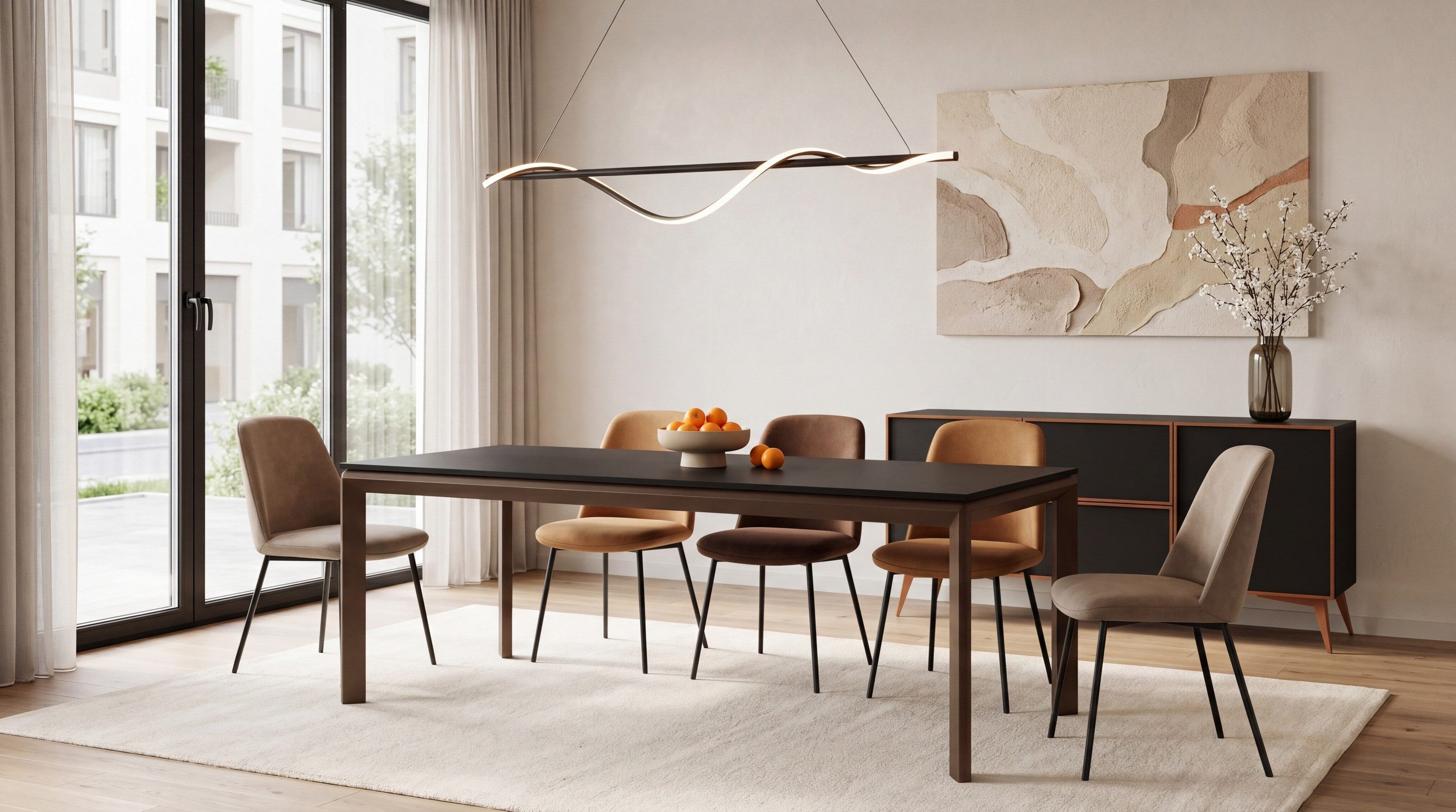 WFL GROUP Esstisch Elan Rechteckiger Ausziehbarer Tisch mit Braunen Beinen (MADE IN EU, XXL Groß – 160 x 90 cm und 180 x 90 cm ausziehbar auf 250 und 270 cm), Butterfly Auszug, Modernes Minimalistisches Premium Design
