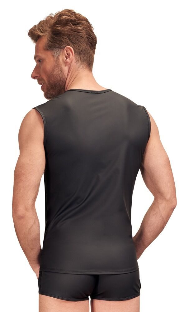 NEK Muskelshirt Ärmelloses Shirt halb transparent halb Mattlook - schwarz (1-tlg) Streichelweiche Oberfläche