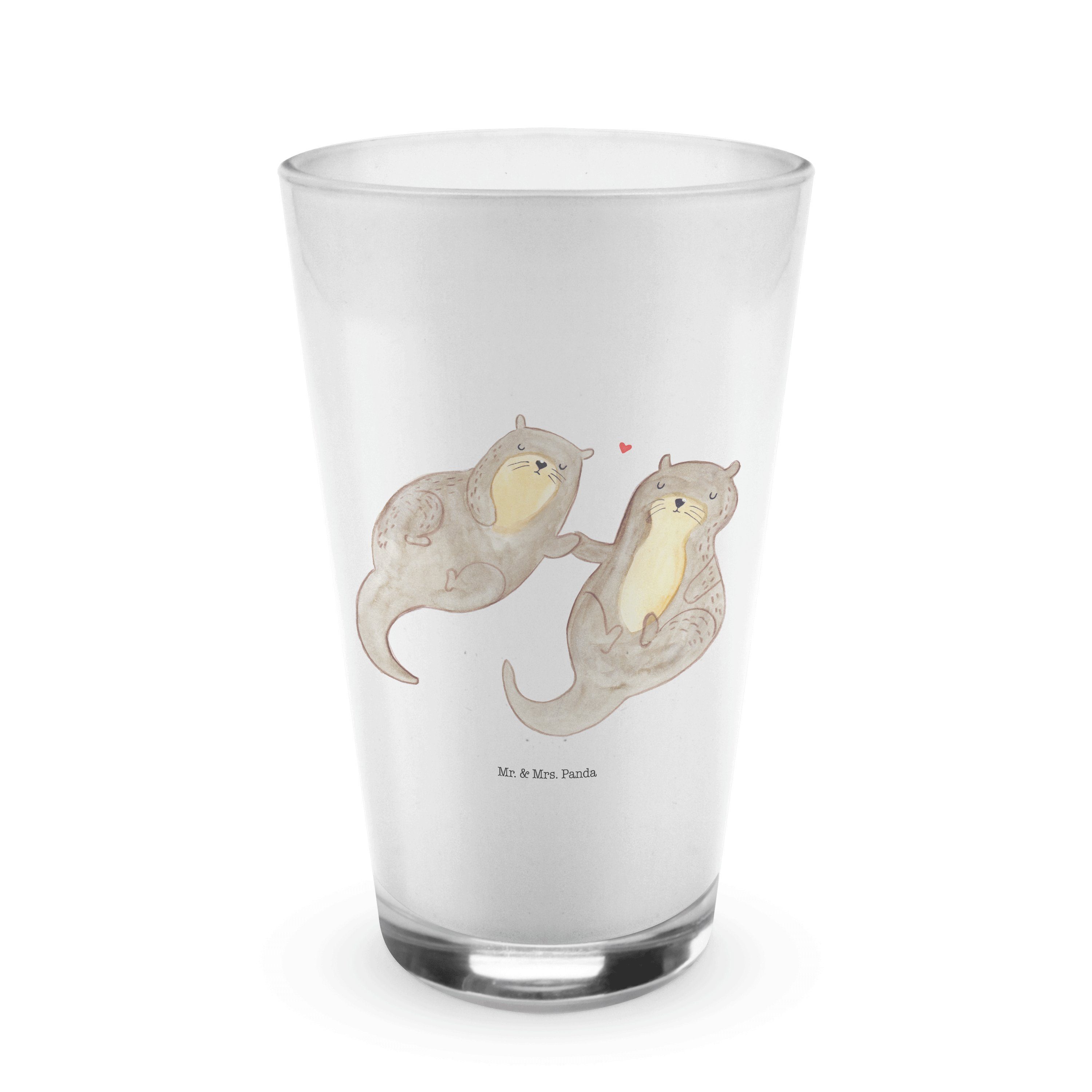 Mr. & Mrs. Panda Glas See Seeotter Ot, Otter Transparent Geschenk, Glas Premium - Otter - händchenhaltend