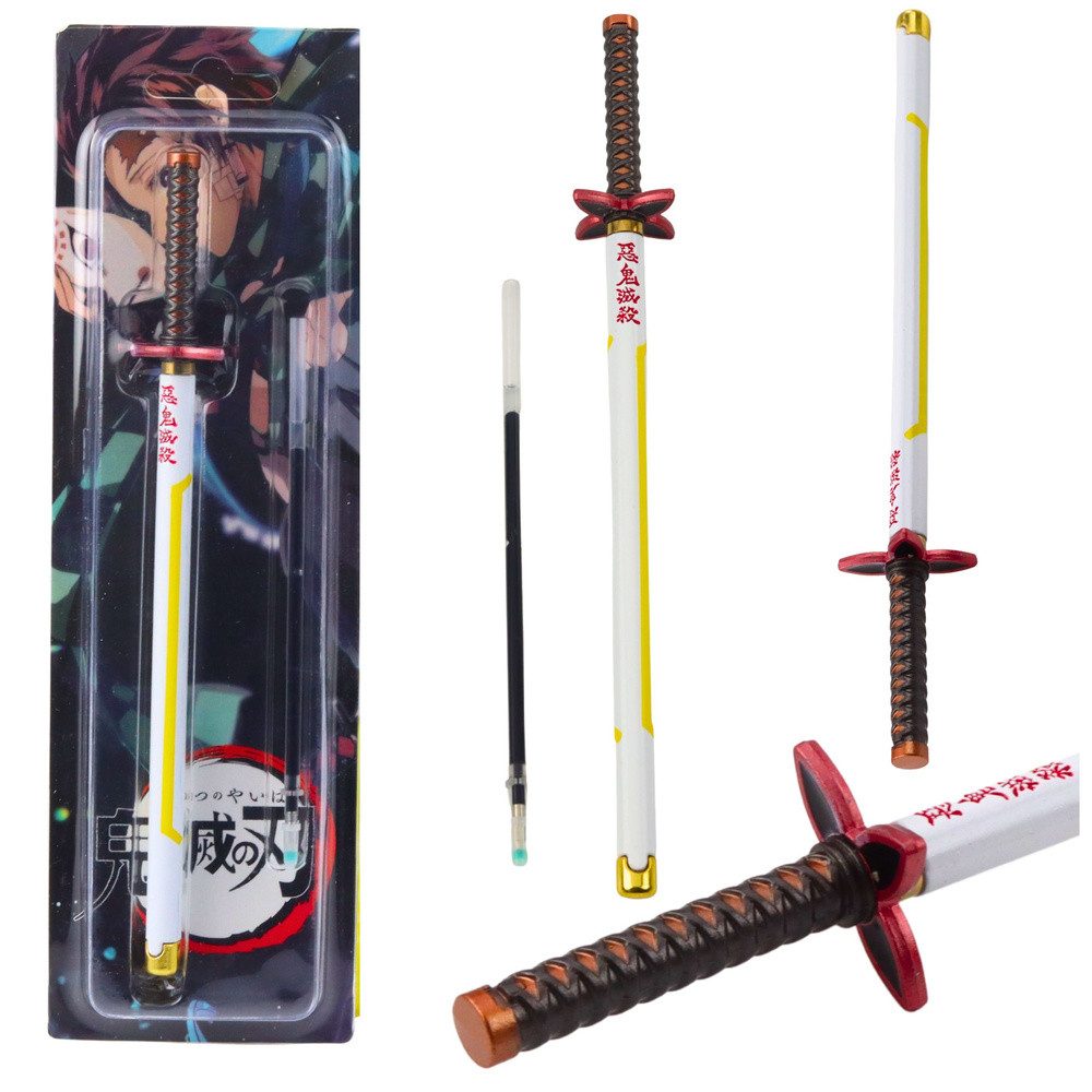 LEAN TOYS Kugelschreiber Schwertstift Samuraischwert Sammlerstift, (Spar-Set, 1-tlg., 5 cm langlebig, 19), Katana-Design, Metall, austauschbare Mine