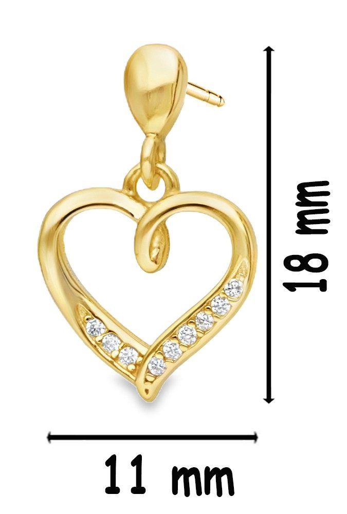 Limana Paar Ohrhänger 925 Silber Herz Gold vergoldet Frauen Damen Ohrstecker Herzohrringe (Ohrringe, Schmuck Liebe Weihnachtsgeschenk inkl. Schmuckdose), Geschenk Set Valentinstag Jahrestag Weihnachten Geburtstag Muttertag