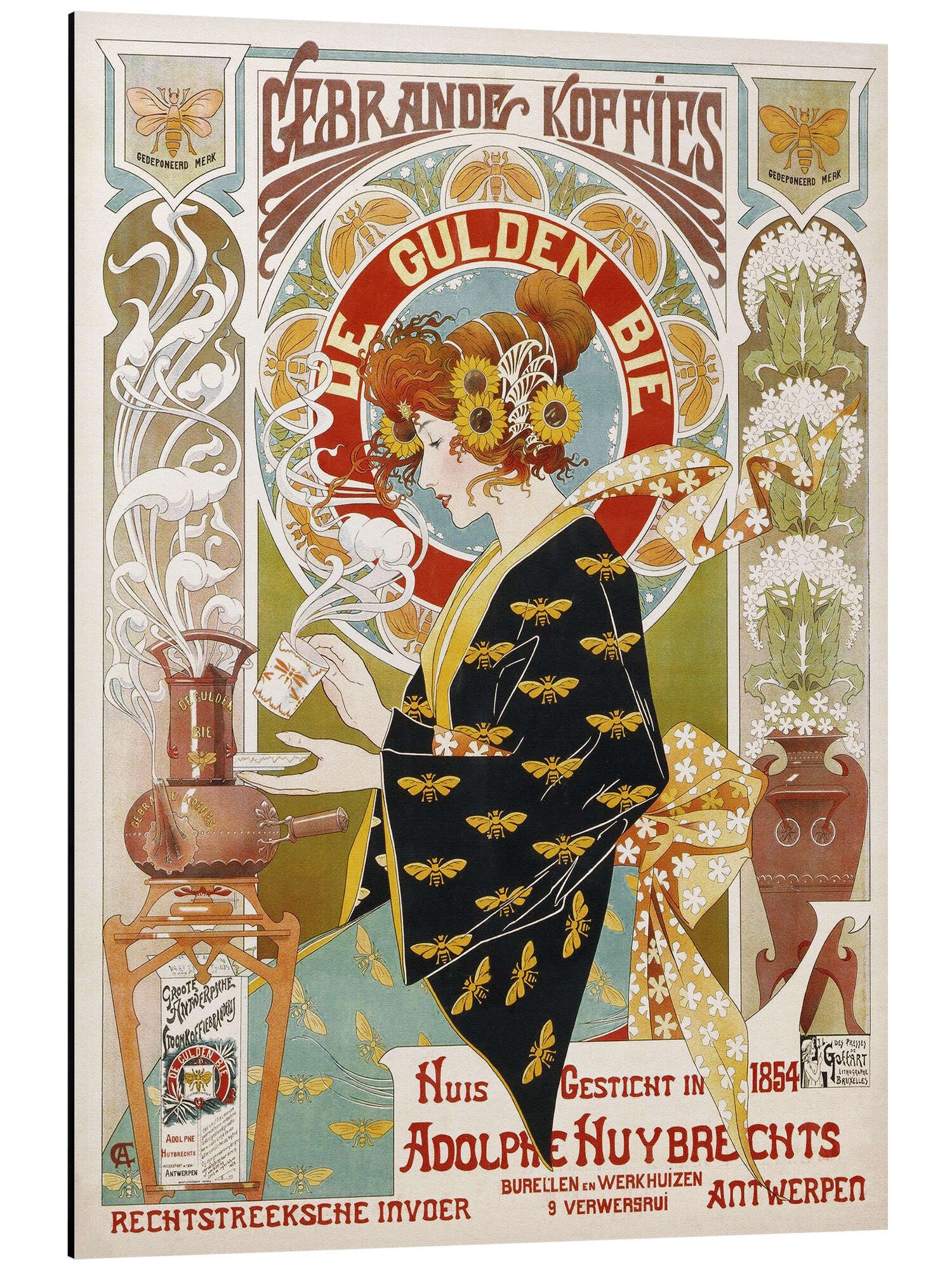 Posterlounge Alu-Dibond-Druck Nook Vintage Archive, Coffee Shop Advert - Art Nouveau Café, Bar Vintage