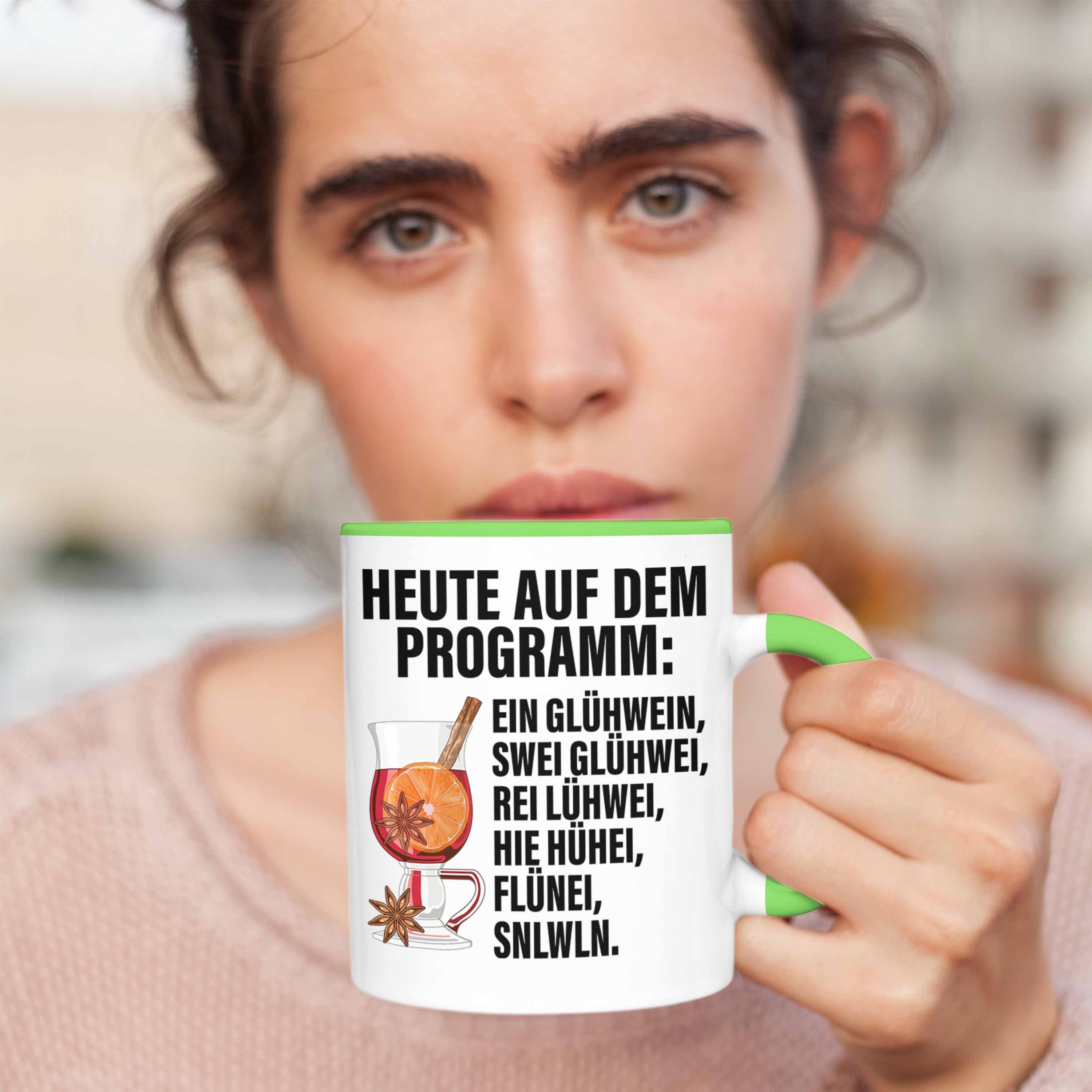 Lustige mit Trendation Trendation Tasse - Glühweinbecher Lustig Tassen Glühwein Geschenk Doppelwandig Henkel Spruch Becher Tasse Glühweintassen Gläser Grün Weihnachtsmarkt