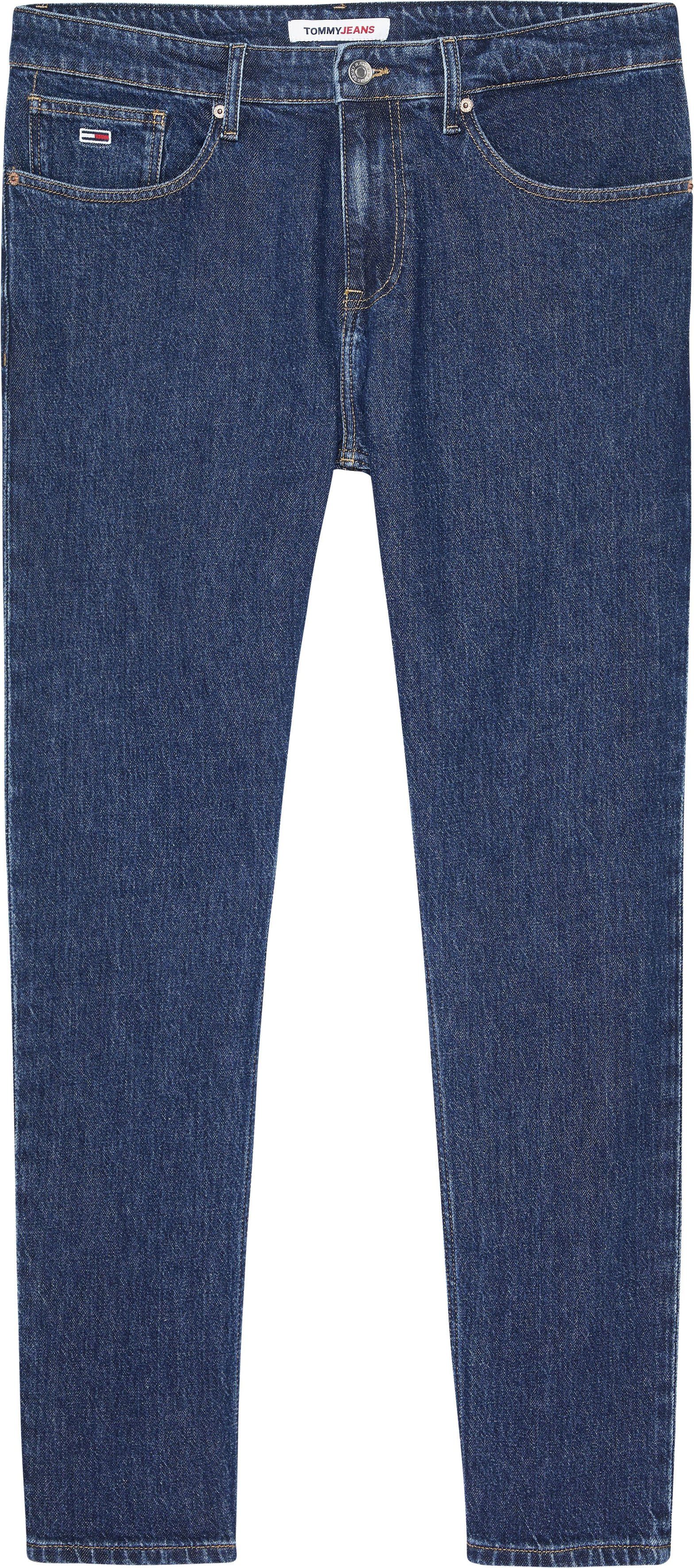 denim TPRD mit Jeans SLIM AUSTIN Lederbadge blue Tommy Slim-fit-Jeans
