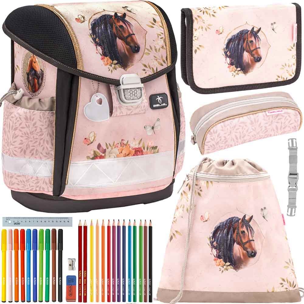 Belmil Schulranzen Belmil Schulranzen Set Classy Horse Chestnut 5-teilig
