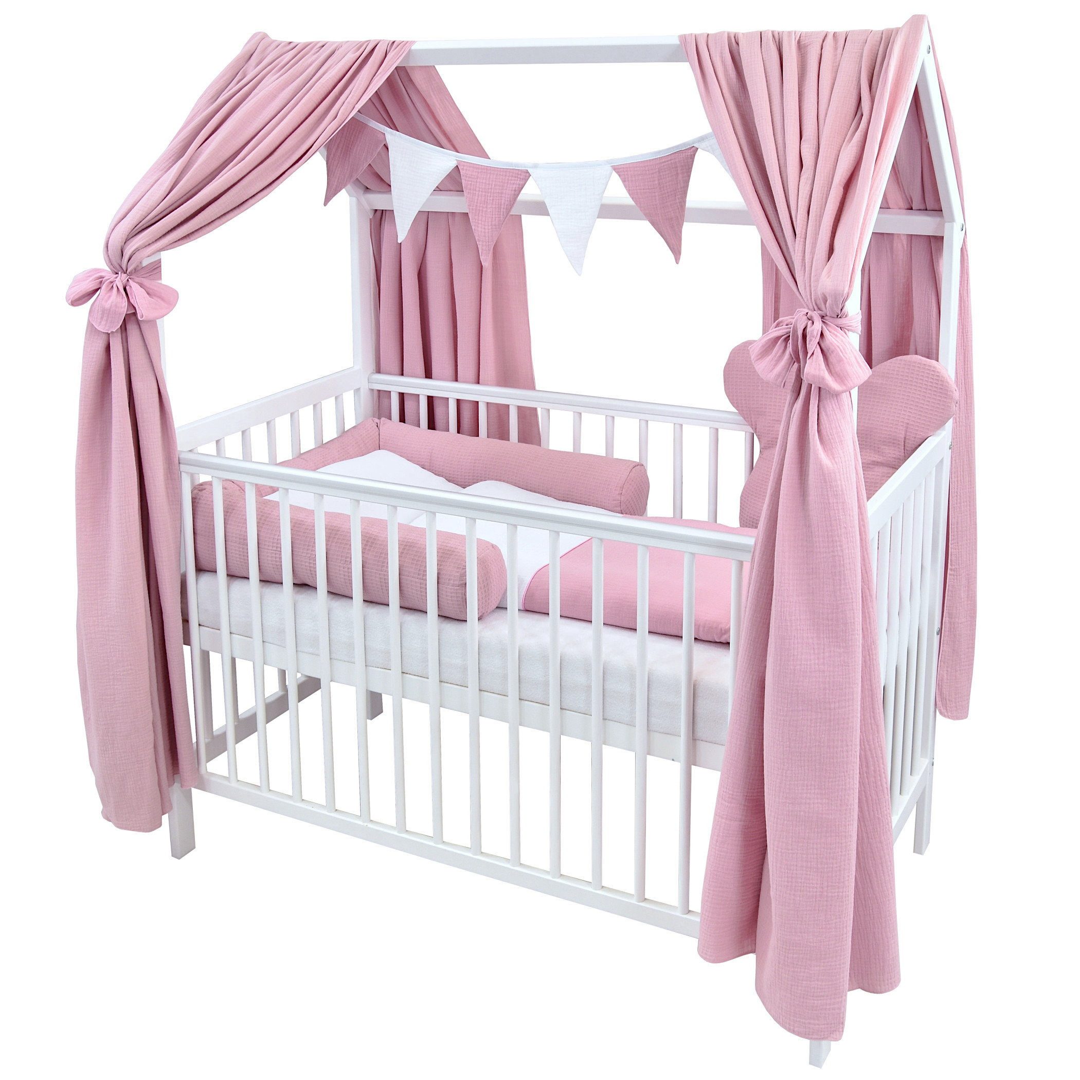 Baby-Delux Betthimmel Baby Betthimmel Kinderbett (2-tlg), Betthimmel Musselin Hausbett Baumwolle Deko