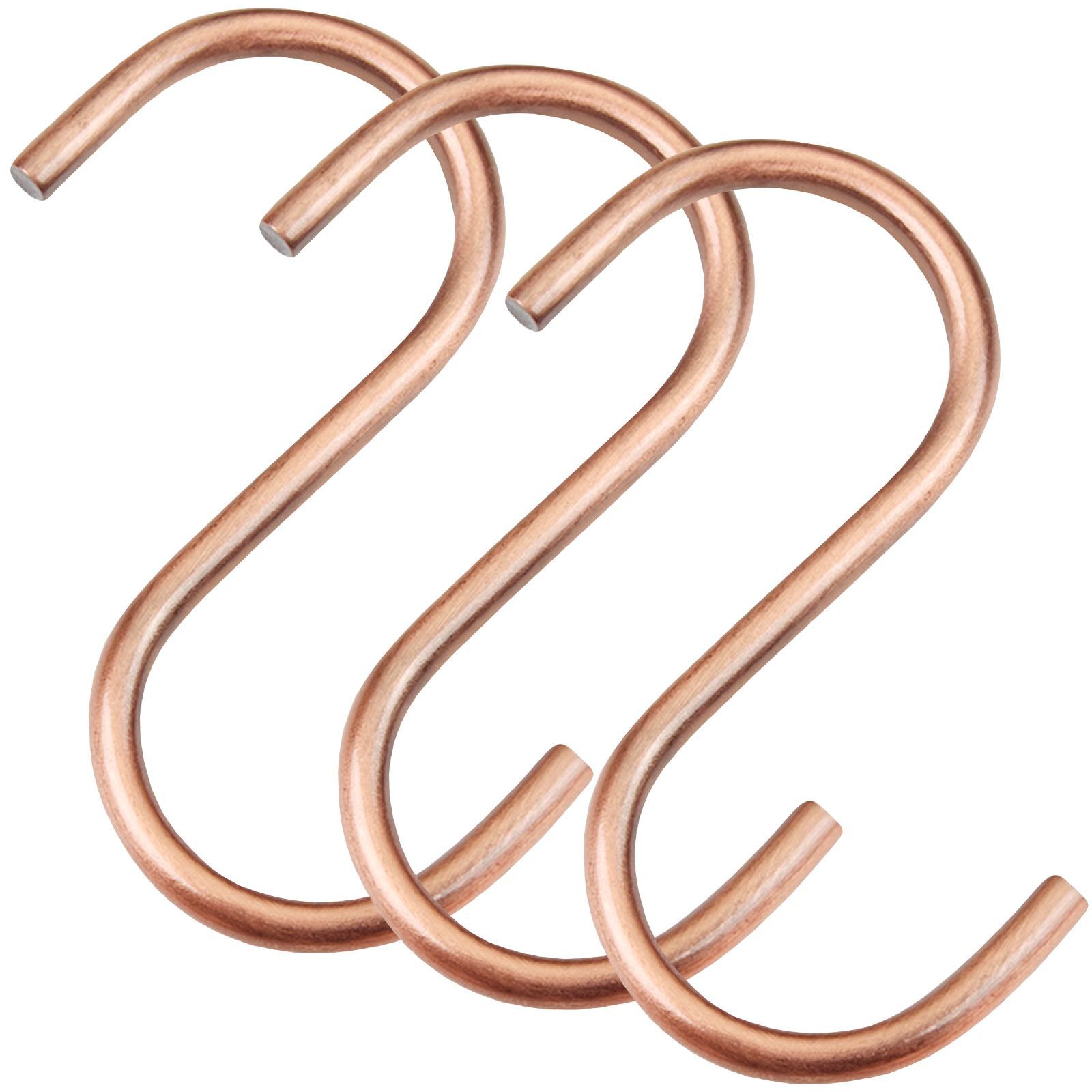 SO-TECH® S-Haken für Rundstäbe bis Ø 30 mm für Garderoben, Küchenreling uvm., (Spar-Set, 3-St), Antik Rosengold galvanisiert