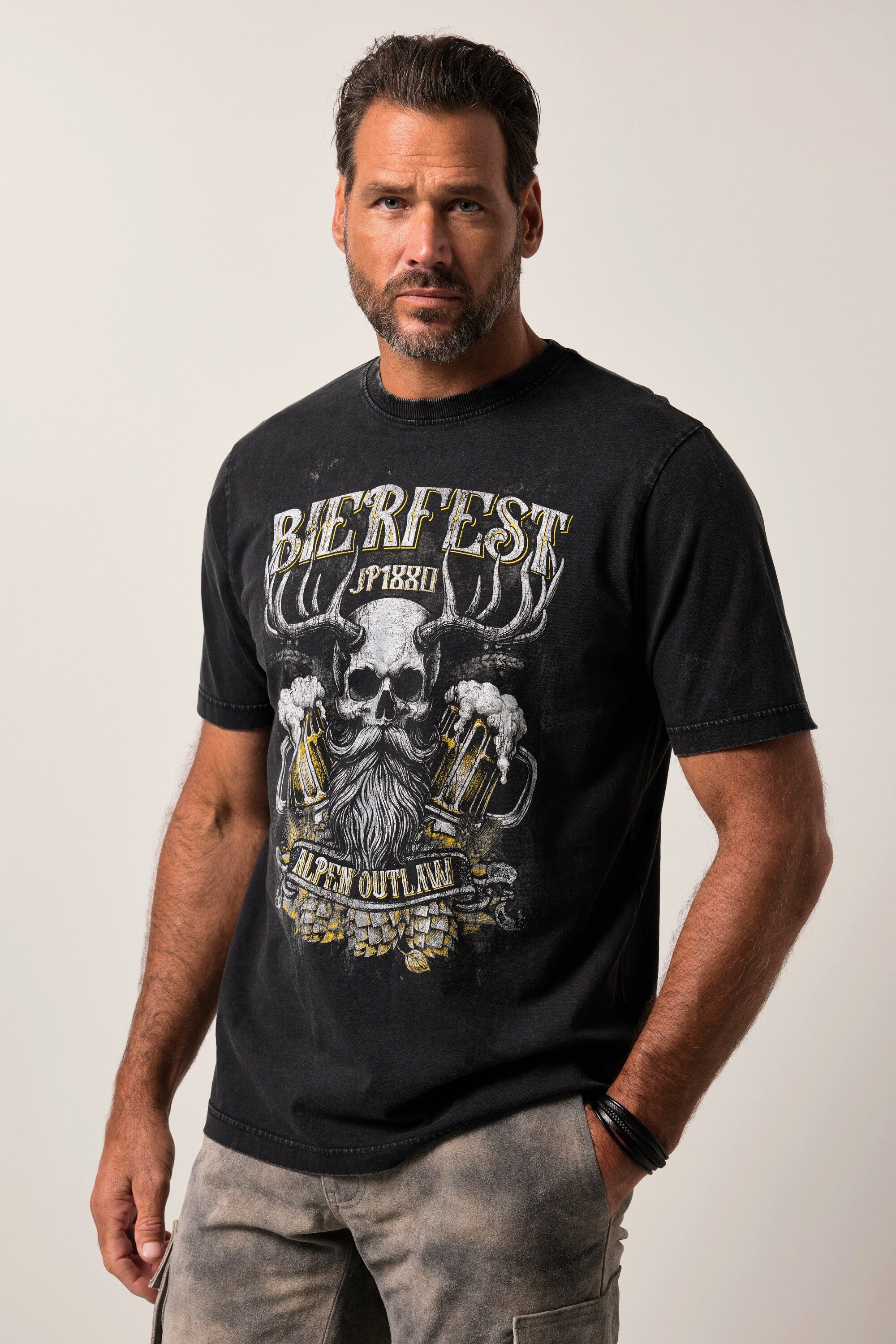 JP1880 T-Shirt T-Shirt Tracht Halbarm Rundhals Print