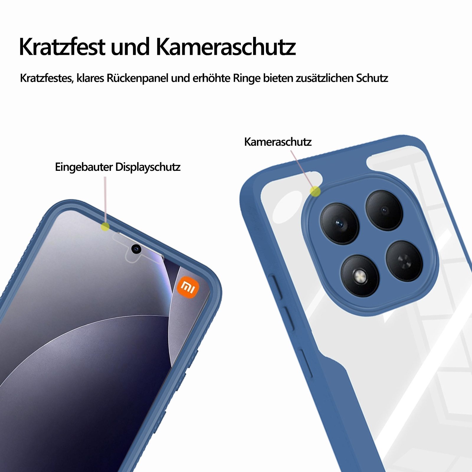 betterfon Handyhülle für Xiaomi Redmi Note 15 Pro+ / Poco M8 Pro 5G, 360° mit Dispayfolie, Vollschutz Case mit integriertem Displayschutz und klarer Sicht – Bild 5 von 5