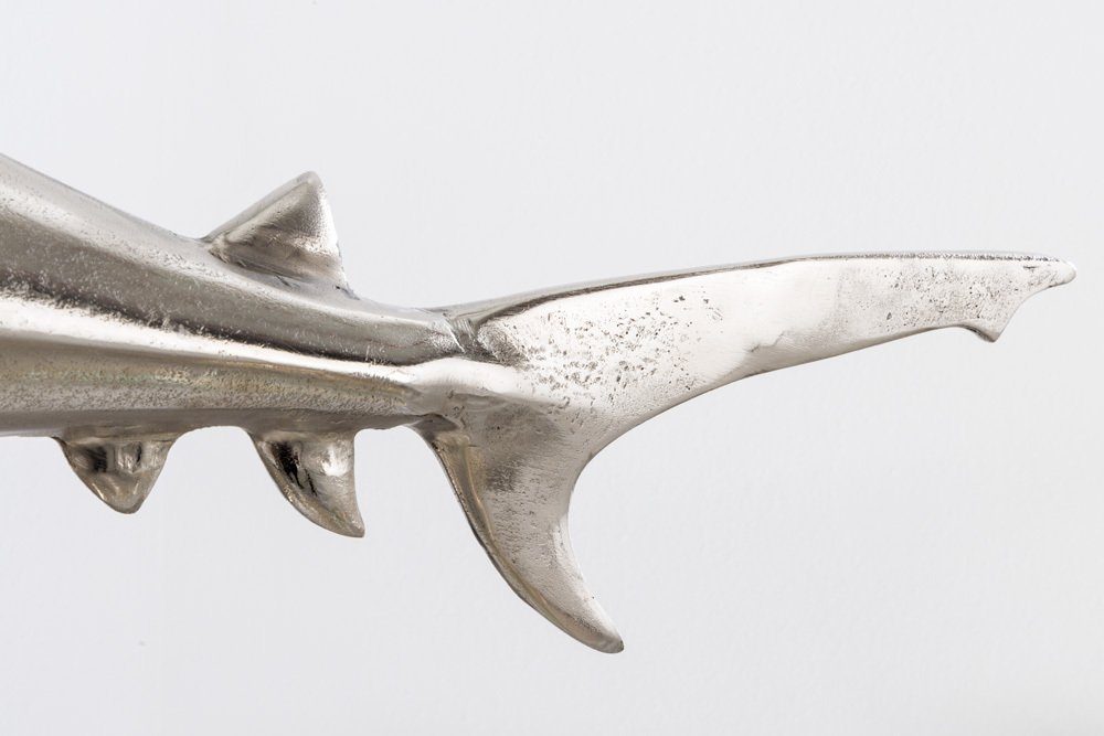 riess-ambiente Tierfigur HAI · handmade 68cm St), Maritim Metall · Skulptur Deko · · Fisch (Einzelartikel, · silber · Wohnzimmer 1