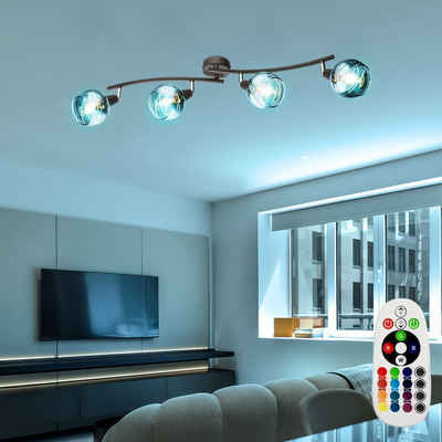 etc-shop LED Deckenleuchte, Leuchtmittel inklusive, Warmweiß, Farbwechsel, Spot Strahler Leiste dimmbar Decken Leuchte Glas Lampe verstellbar