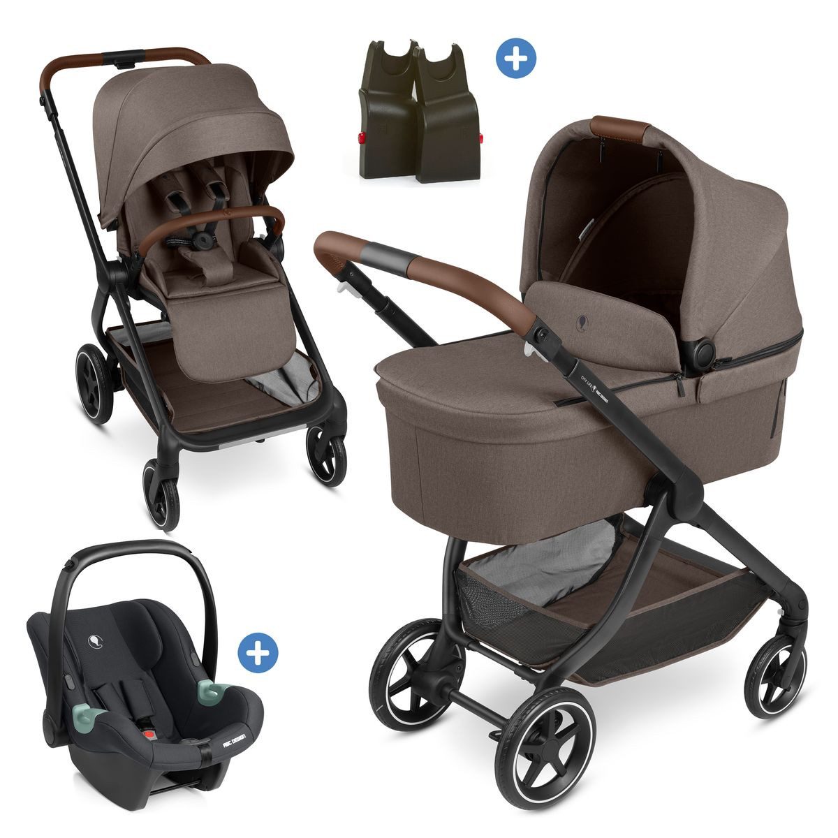 ABC Design Kombi-Kinderwagen City Life - Nature, 3in1 Kinderwagen Set mit Babywanne, Babyschale, Sportsitz & Adapter