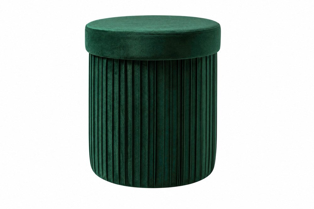 riess-ambiente Polsterhocker ÉLAN 40cm grün - Samt, faltbar, mit Stauraum, platzsparend, modern (Einzelartikel, 1 St), Eleganter Sitzhocker - ideal f. Ankleide, Flur, Wohnzimmer & Garderobe