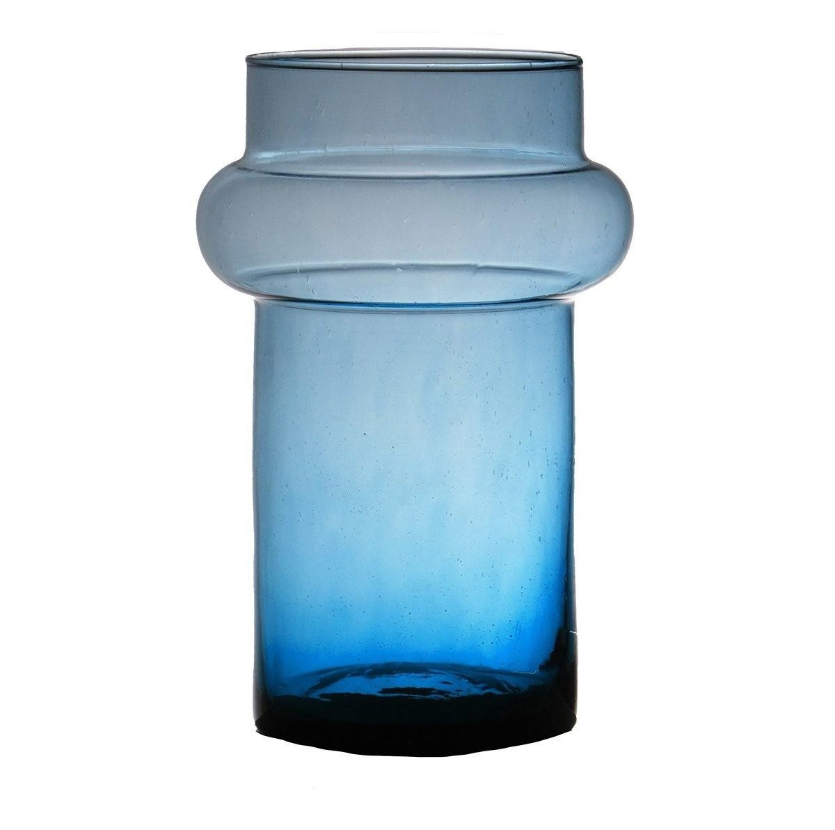 INNA-Glas Dekovase Glas Vase Justo, recycelt, blau-klar, 25 cm, Ø 16 cm