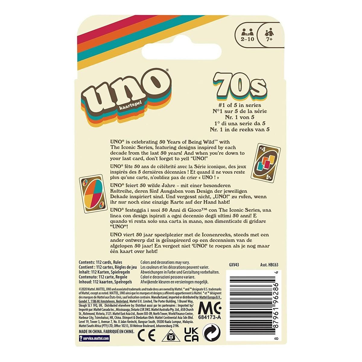 Jogo de Cartas Uno Iconic dos Anos 70 - HBC63 GXV43 - Mattel