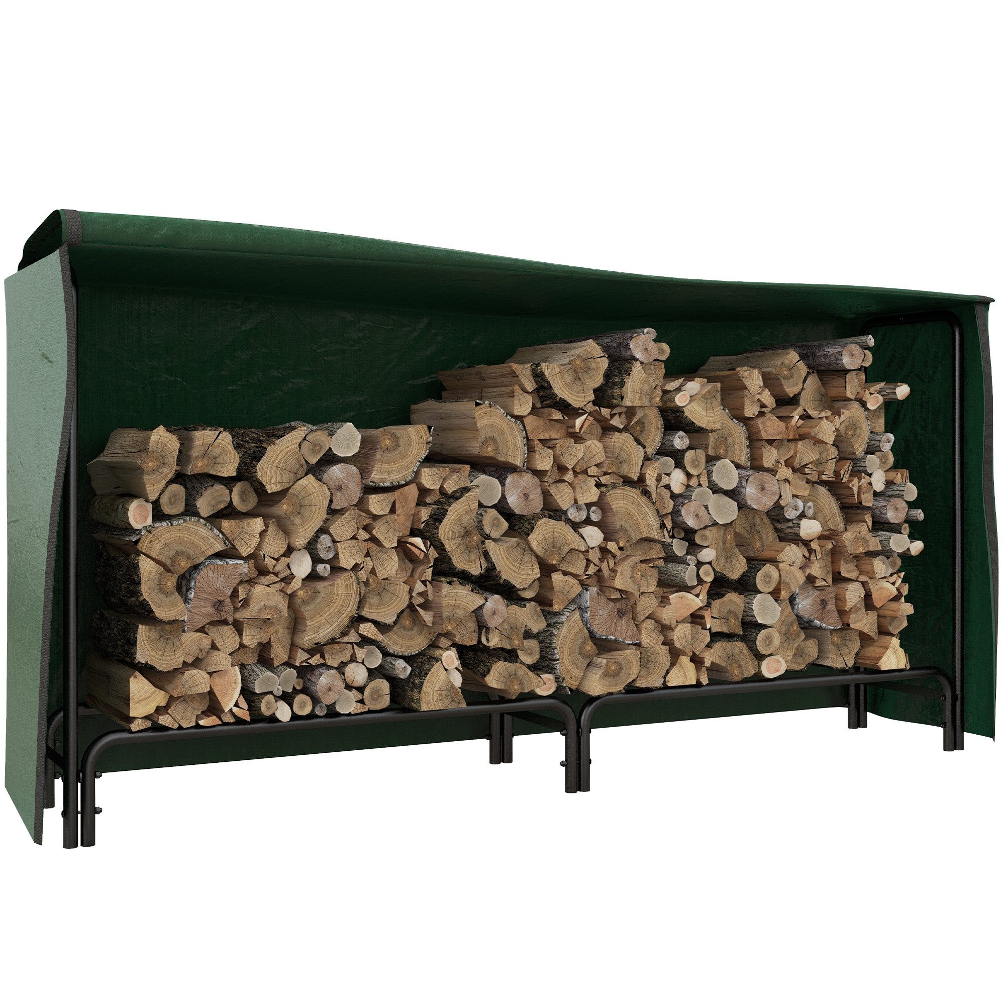 Outsunny Kaminholzregal Brennholzregal mit Wasserabweisend Abdeckung, günstig online kaufen