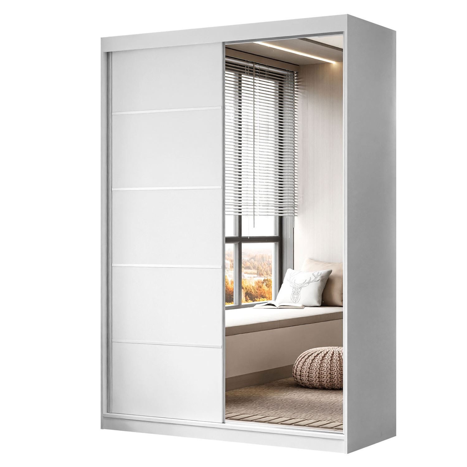 Lookway Kleiderschrank CAMARO II PLUS 150 cm mit Spiegel Schiebetürenschrank 150x59x215 cm