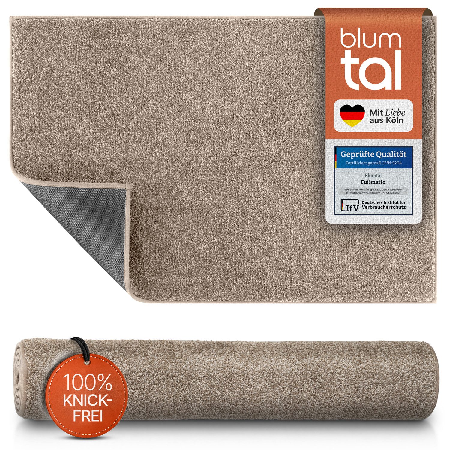 Blumtal Fußmatte Fußmatte außen & innen mit wasserdichter TPR-Rückseite, Mikrofaser Schmutzfangmatte- rutschfeste Fussmatte innen