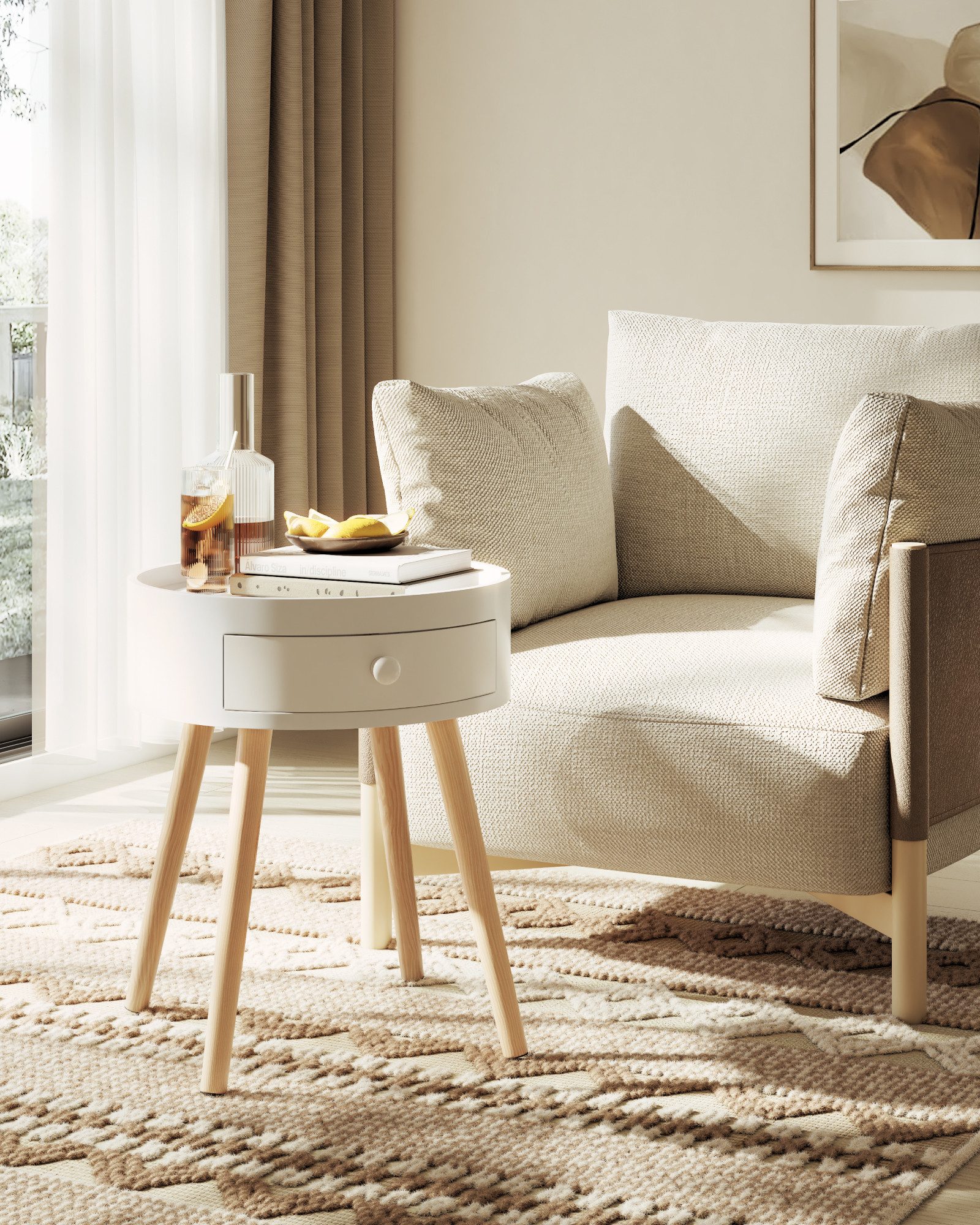 Woltu Nachttisch (2-St), Beistelltisch Nachtkommode, mit Schublade, MDF, We günstig online kaufen