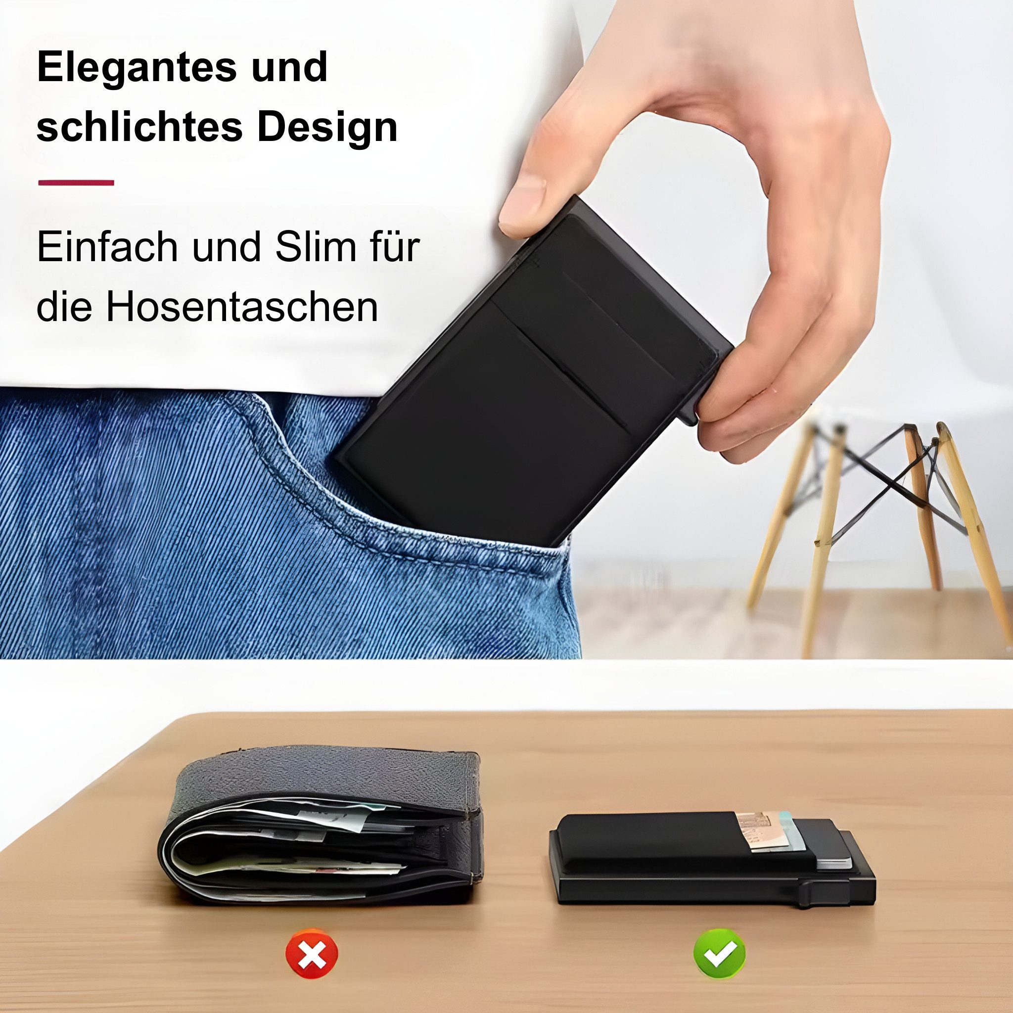 Alpha Electronics Mini Geldbörse Mini Geldbörse Smart wallet (Sonderangebot, Platz für 10 Karten), mit RFID-Schutz, Slim Wallet