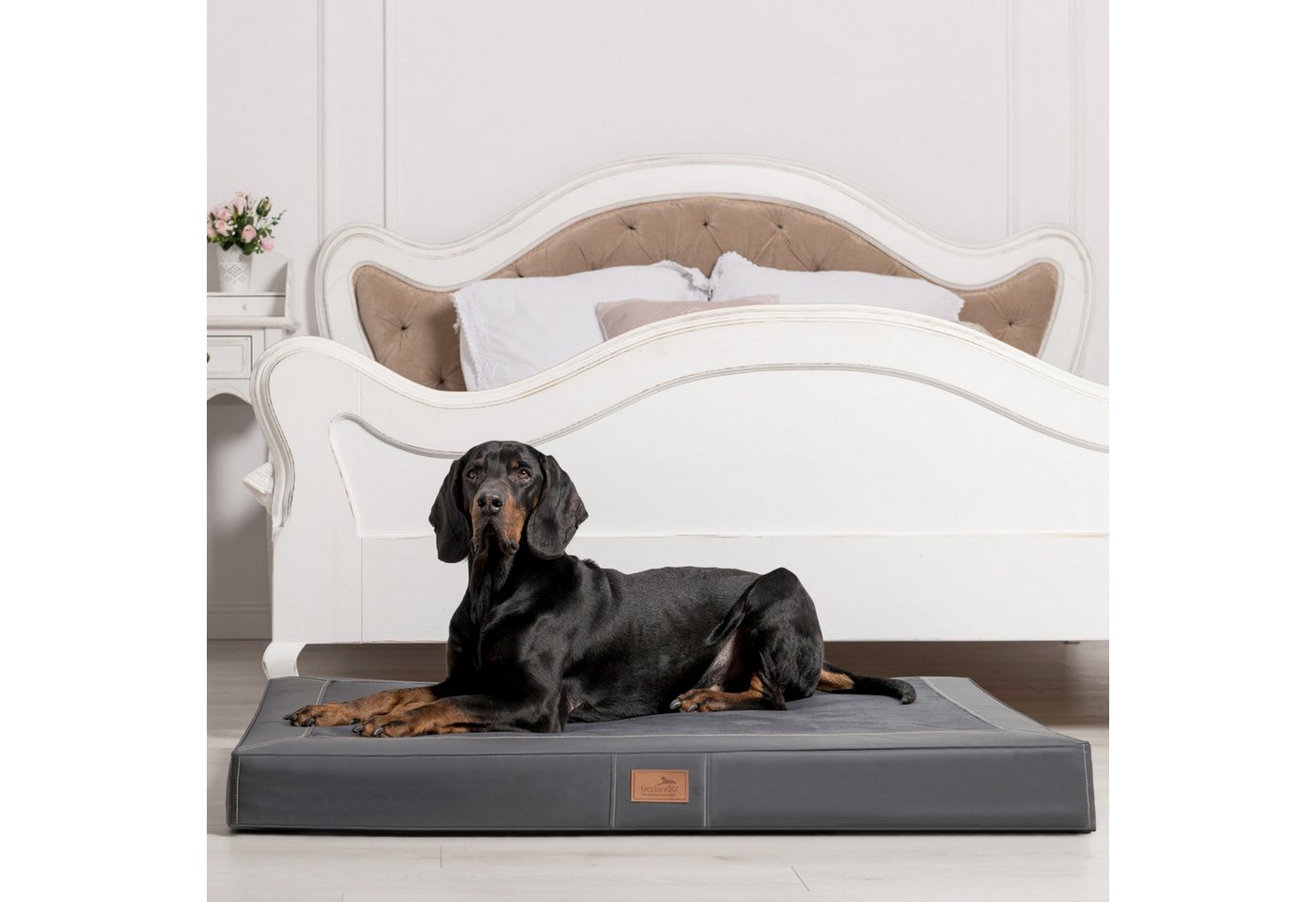 Thumbnail - tierlando® Tierbett OSCAR VISCO Orthopädische Hundematratze Kunstleder Velours