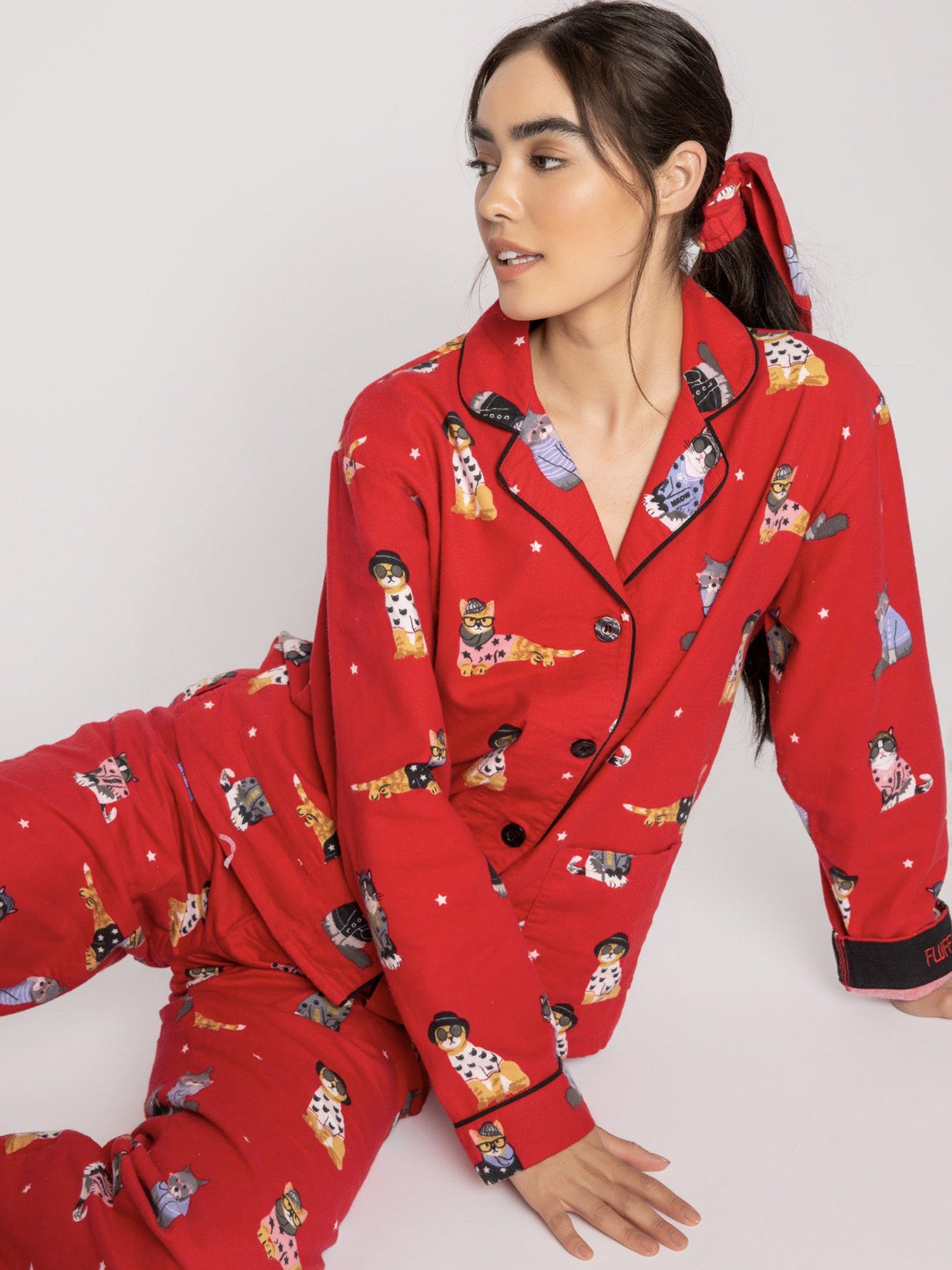 PJ Salvage schlafanzug pyjama schlafmode Pyjama Flanells rot