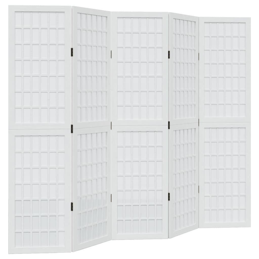 Paravent 40 x 160 cm 5-tlg Raumteiler Paravent Trennwand Spanische Wand Weiß Ma